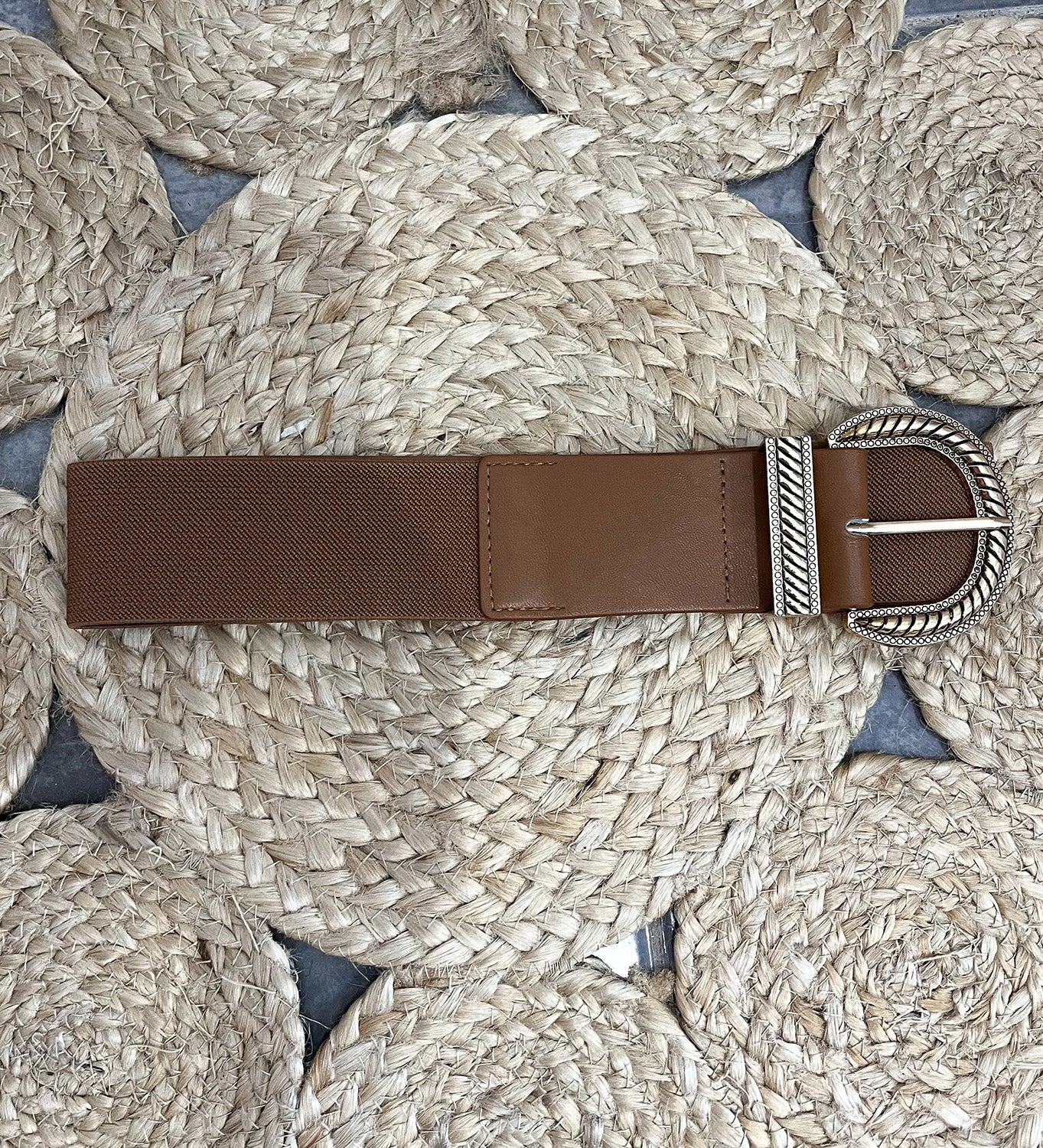 Ceinture camel large élastique boucle dorée la boutique de lydie
