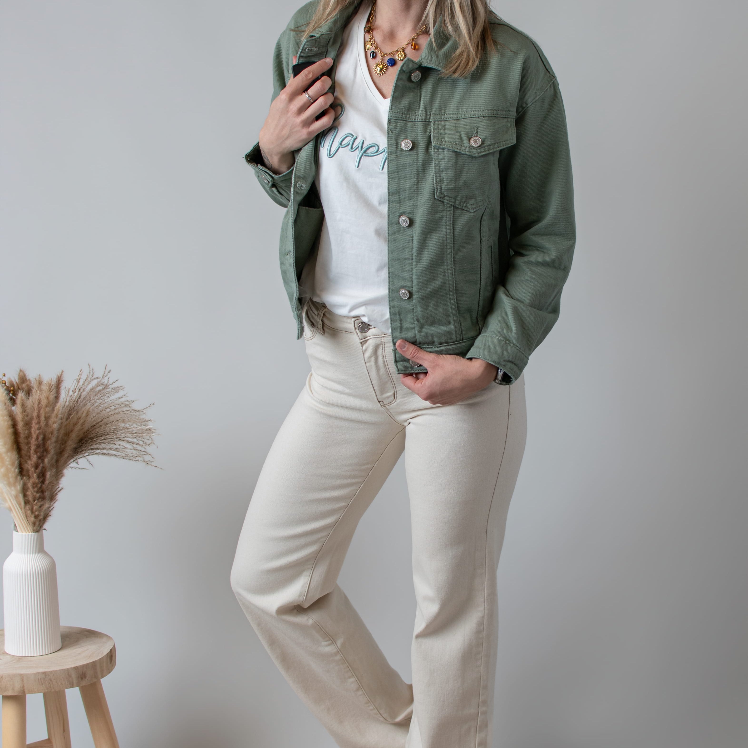 Pantalon flare beige la boutique de lydie