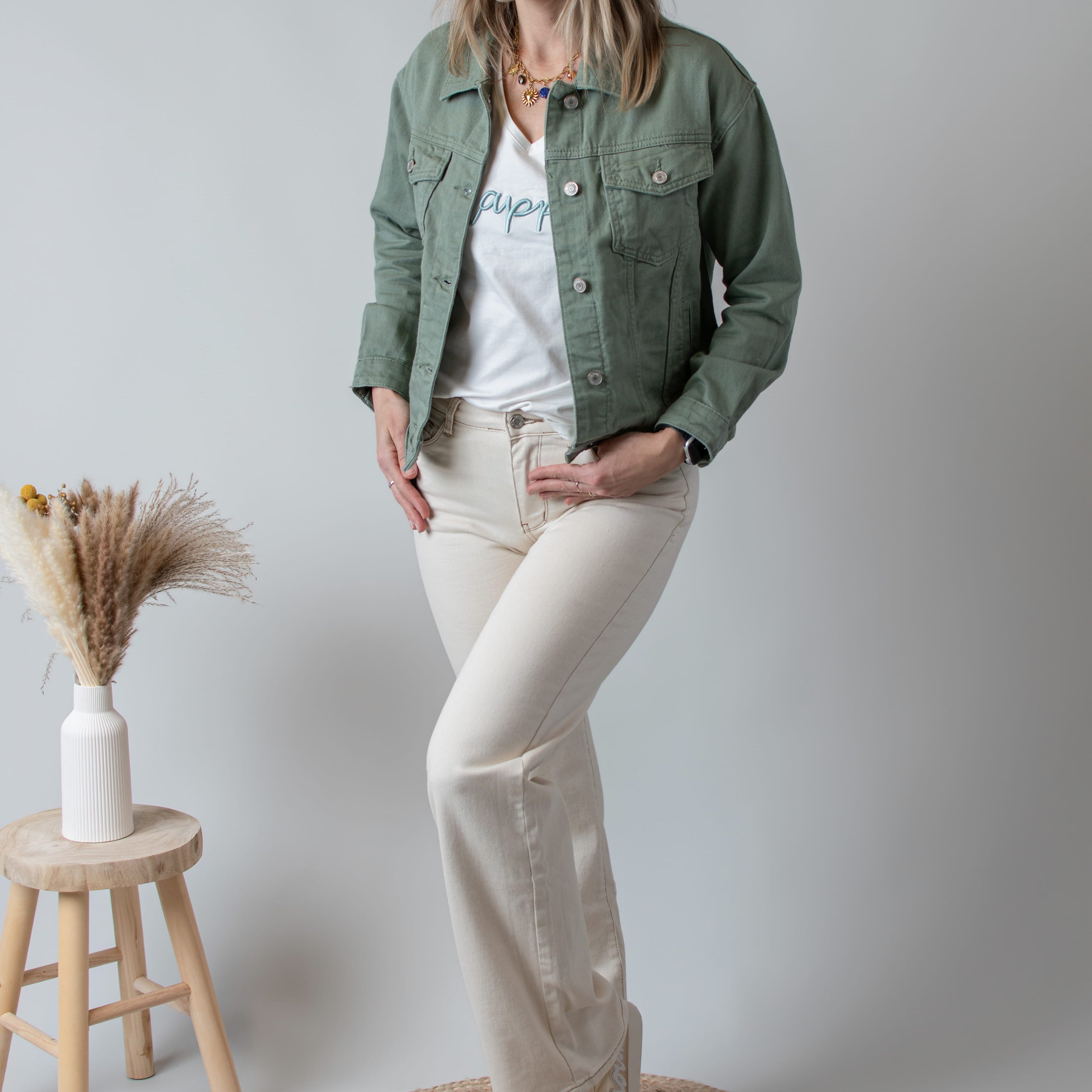 Veste en Jean Vert Sauge femme