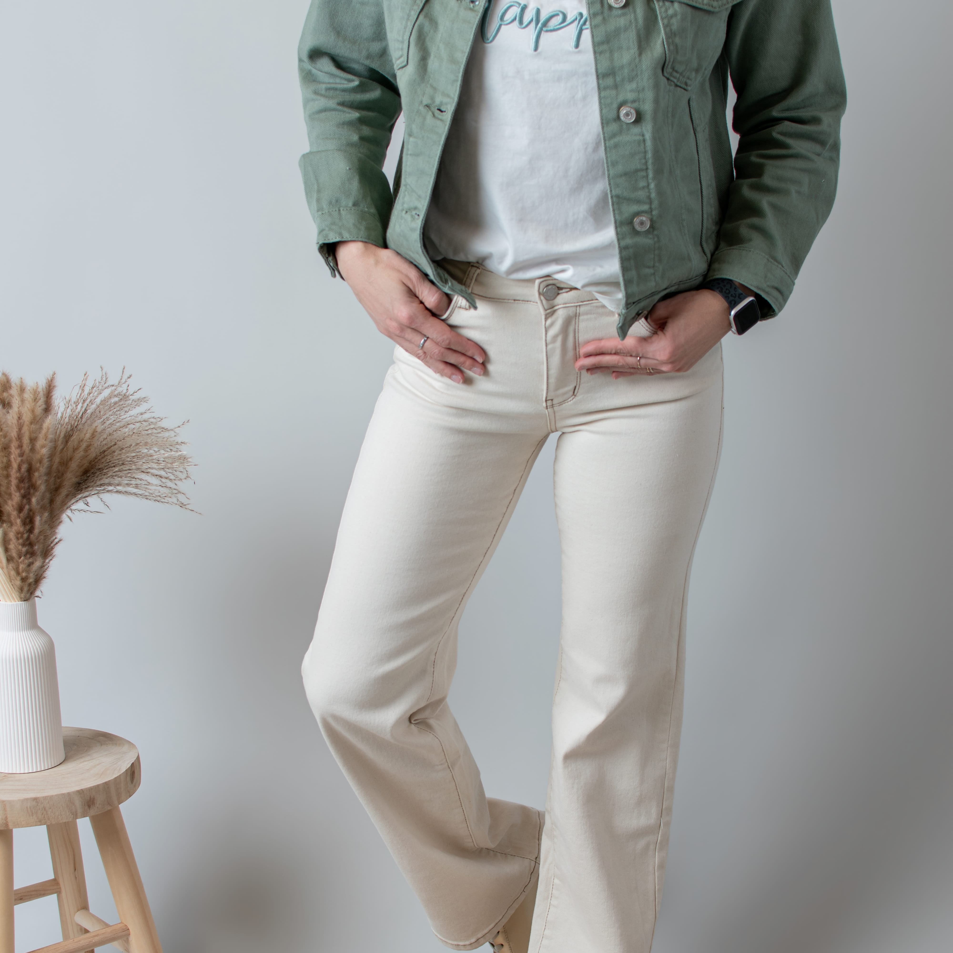 Pantalon flare beige