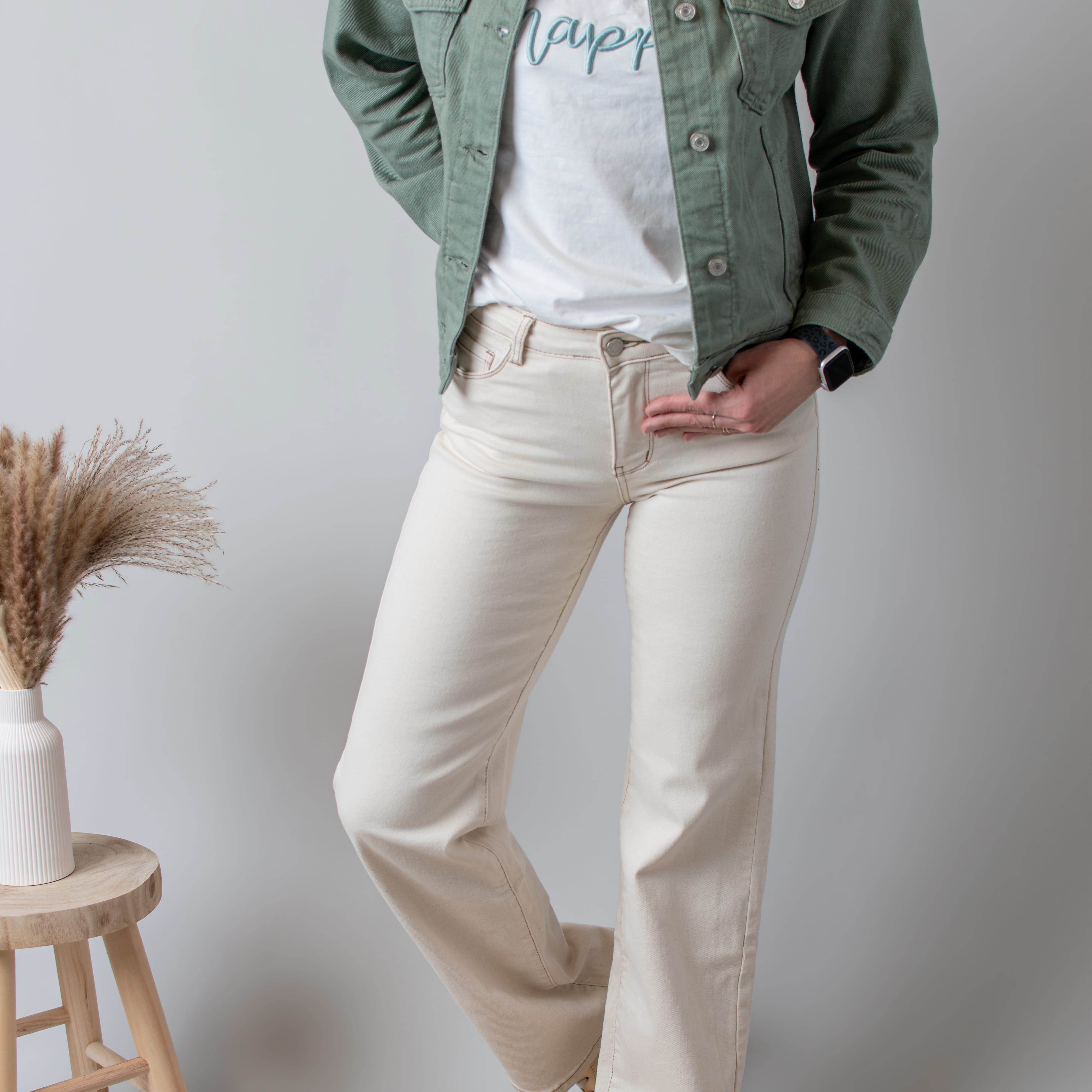Pantalon flare beige