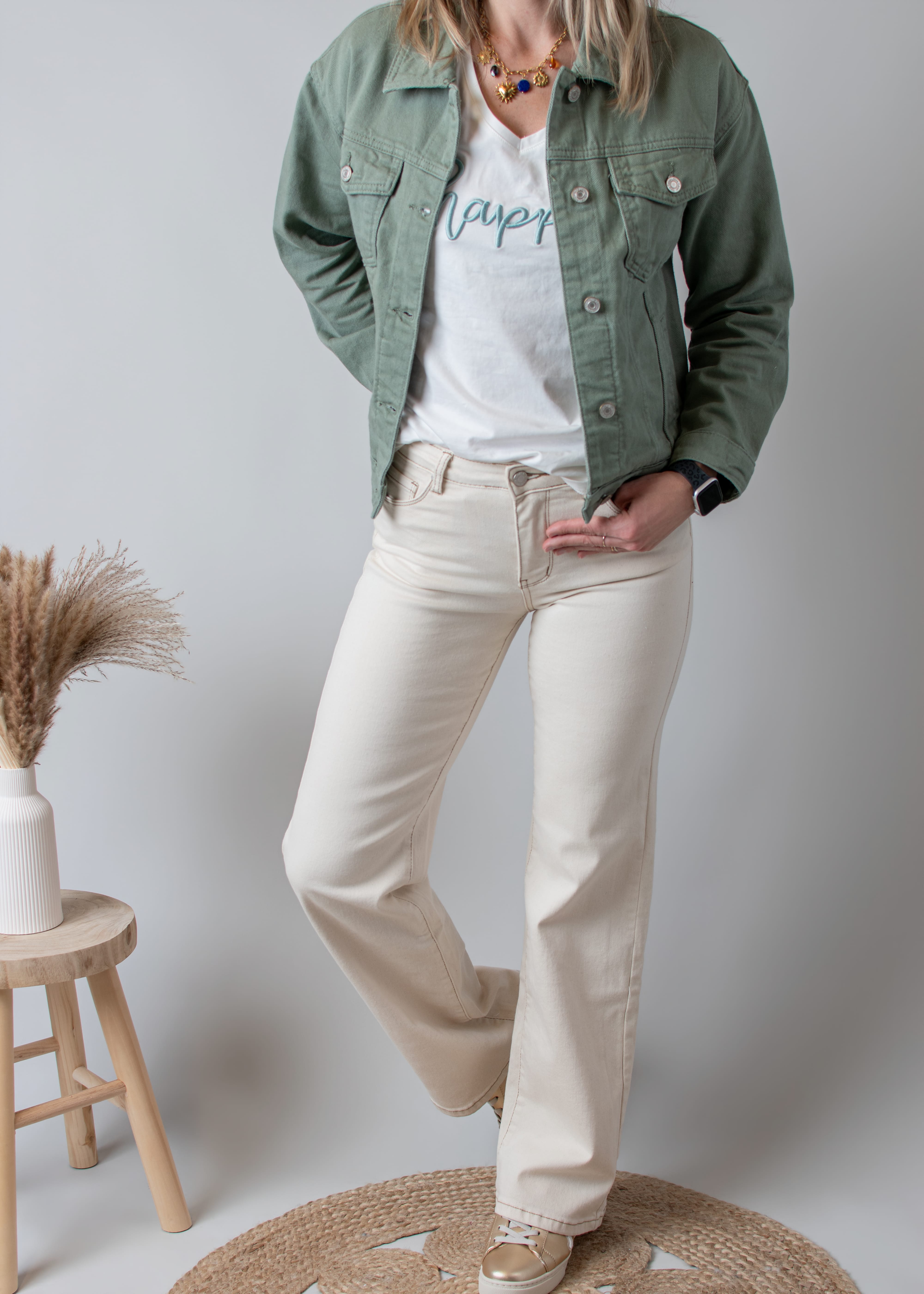 Pantalon flare beige
