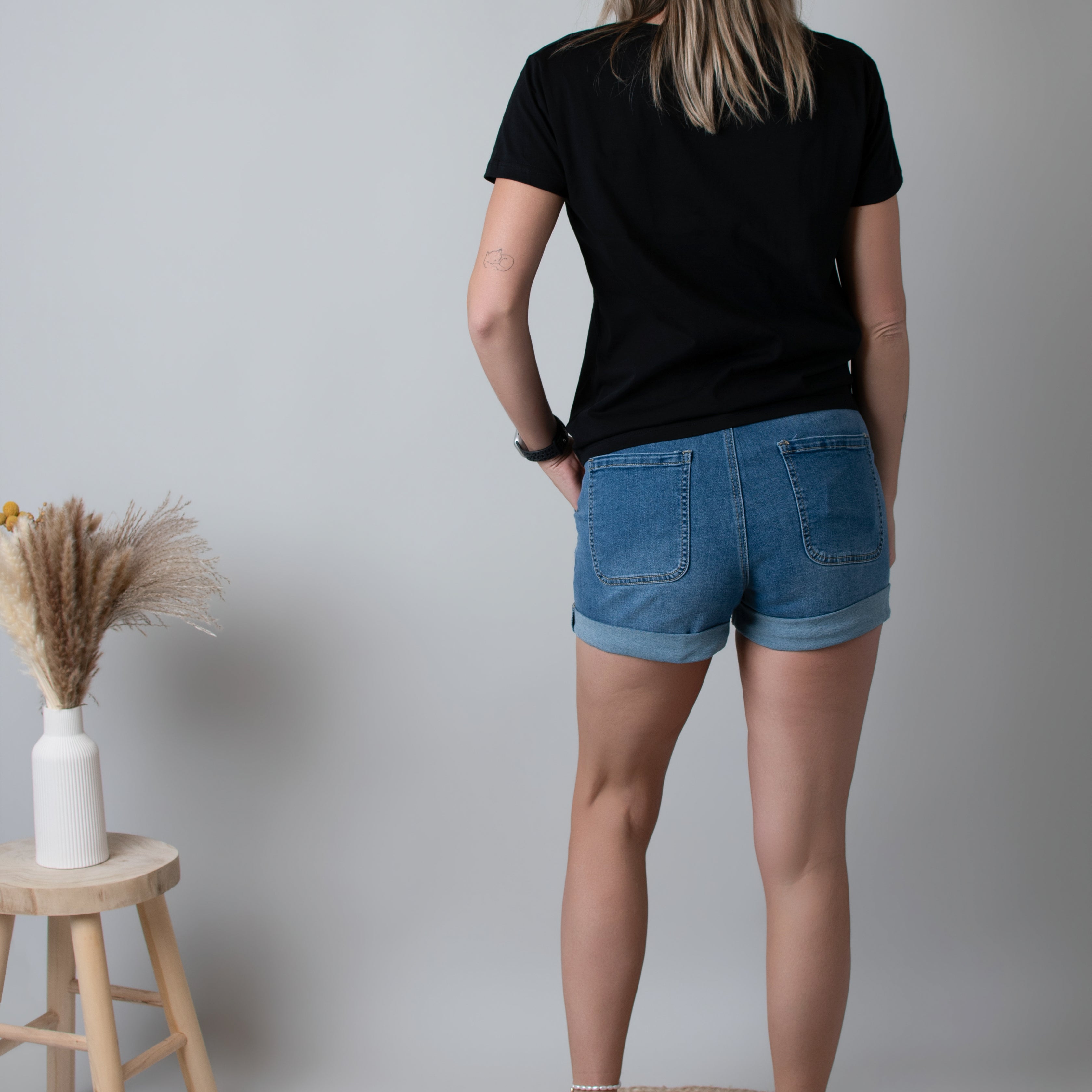Short en Jean Denim avec Ceinture à Nouer