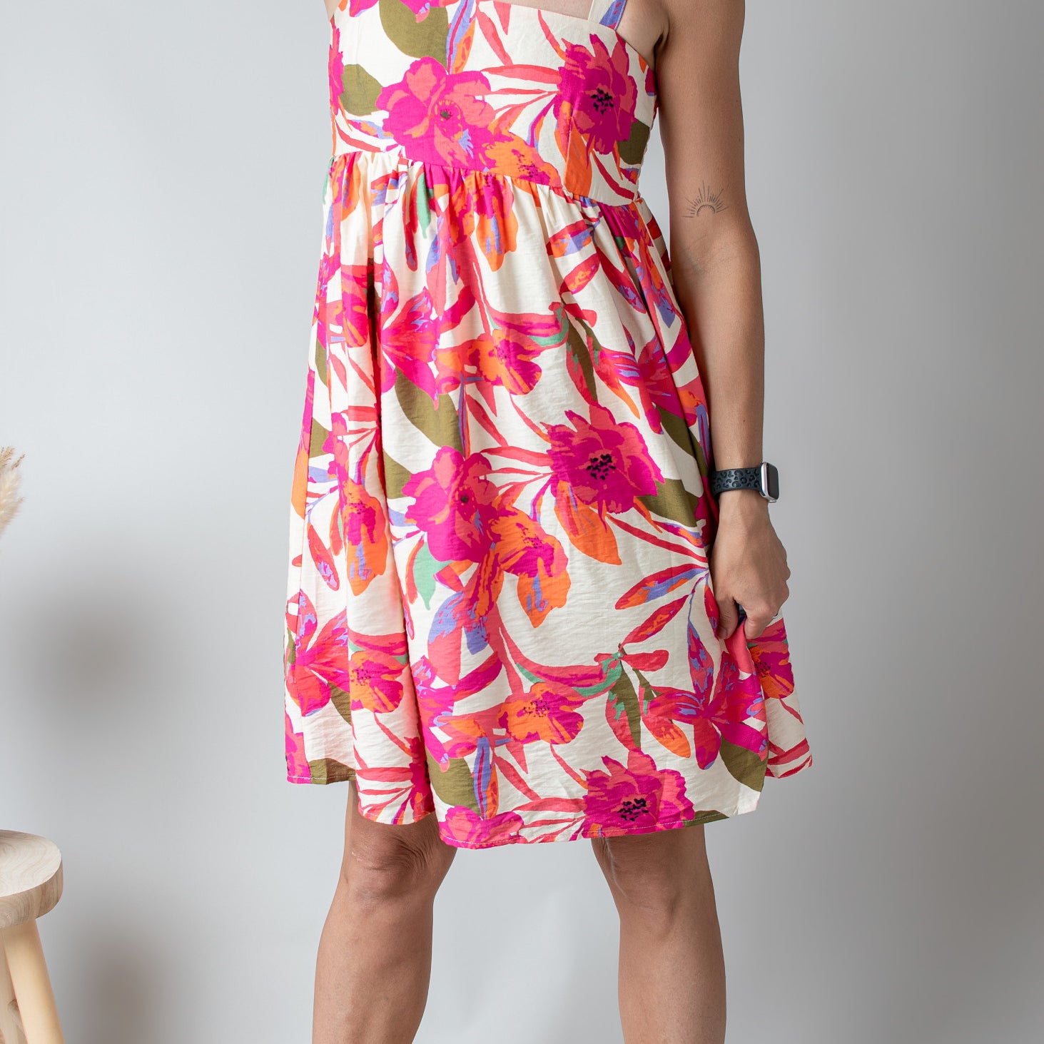 Robe Courte Fleurie Fuchsia