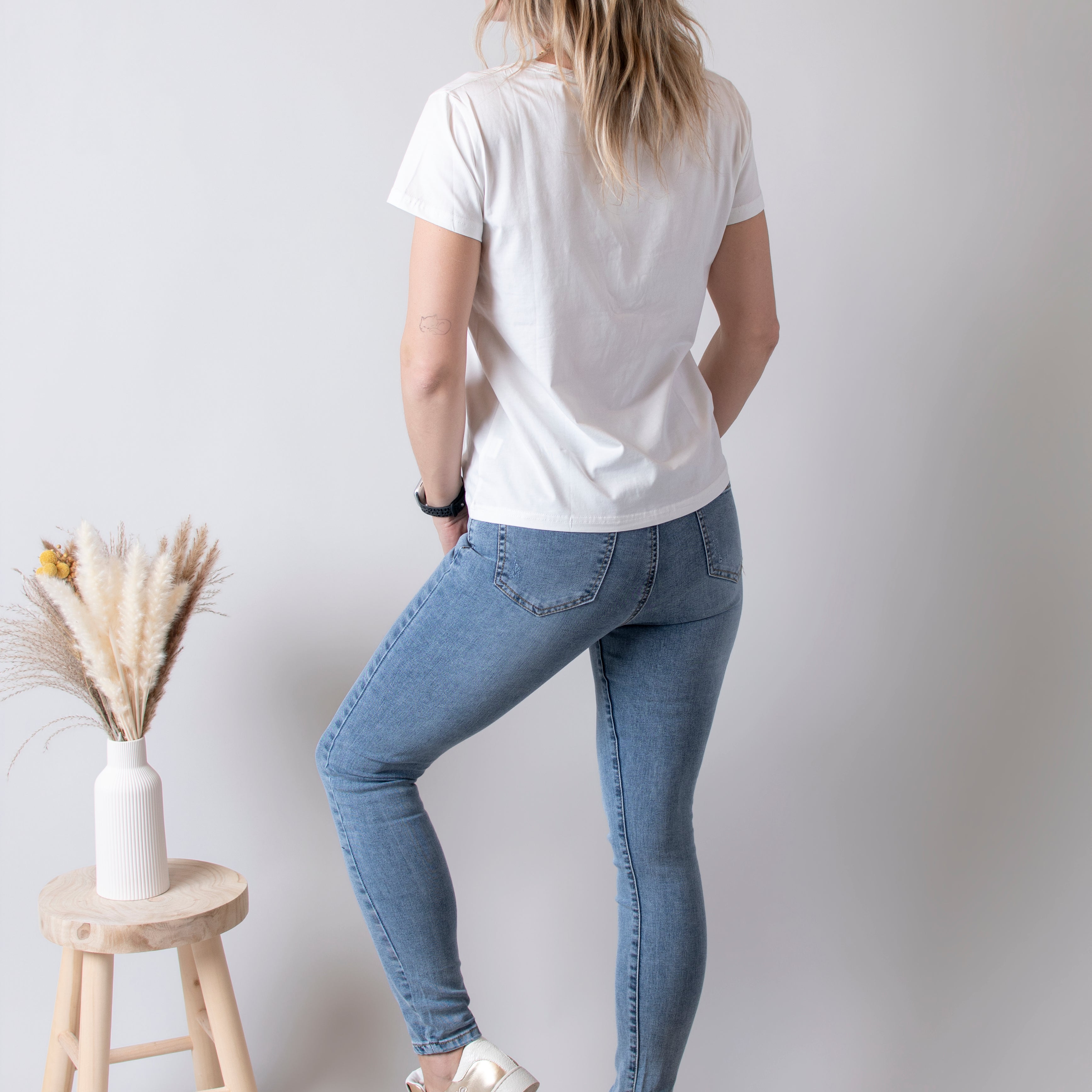 Jean skinny bleu clair delavé