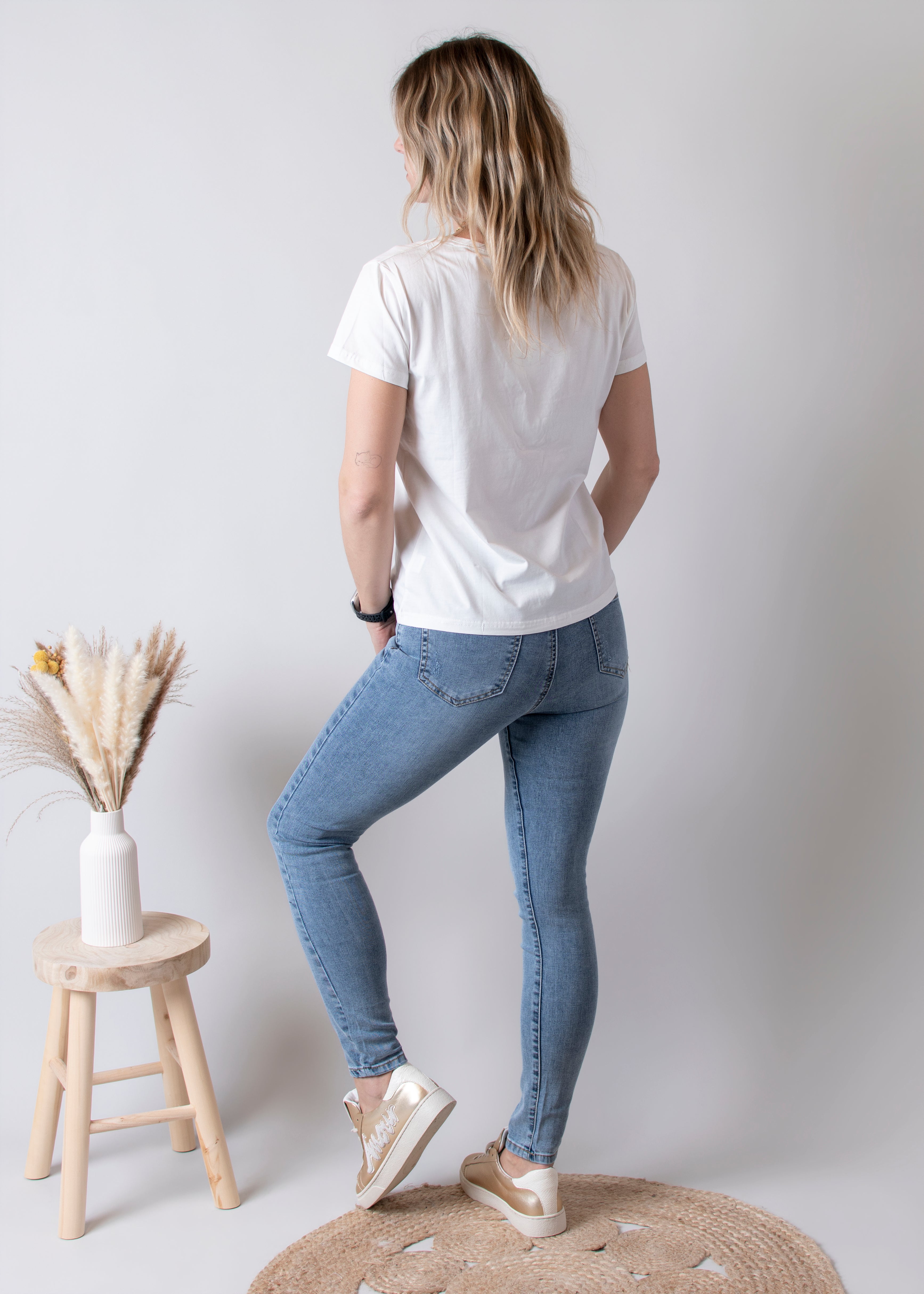 Jean skinny bleu clair delavé