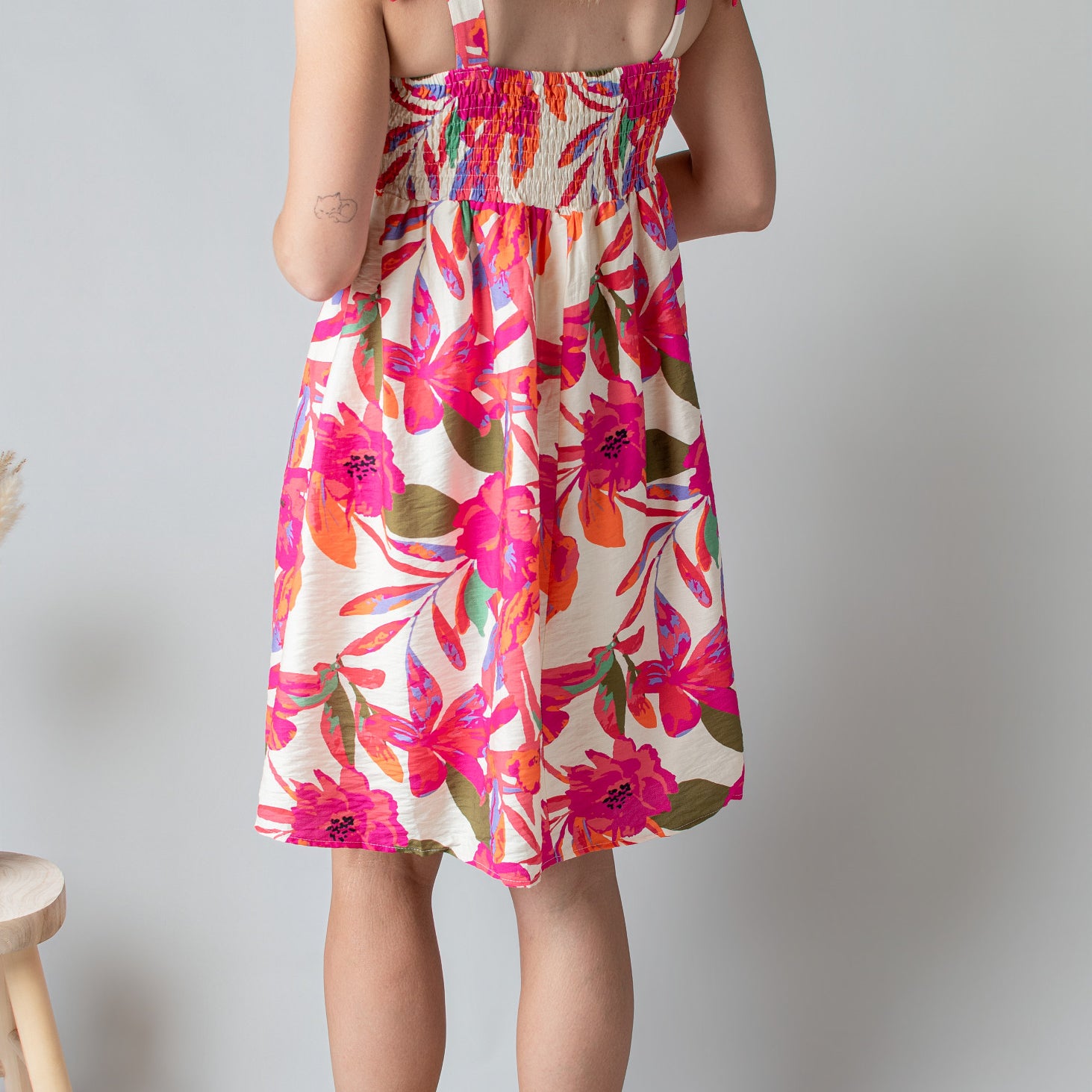 Robe Courte Fleurie Fuchsia