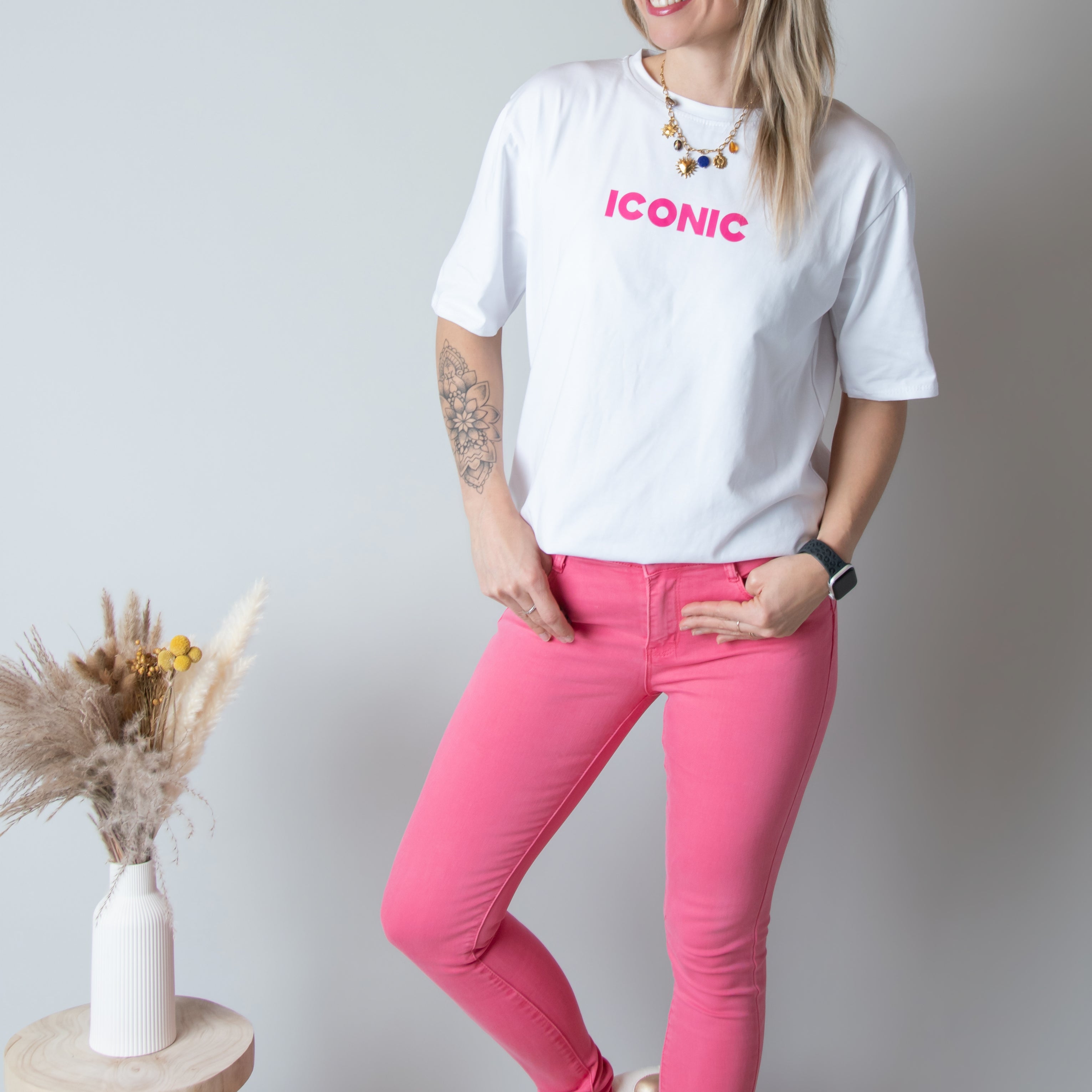 T-shirt Blanc Iconic Fuchsia