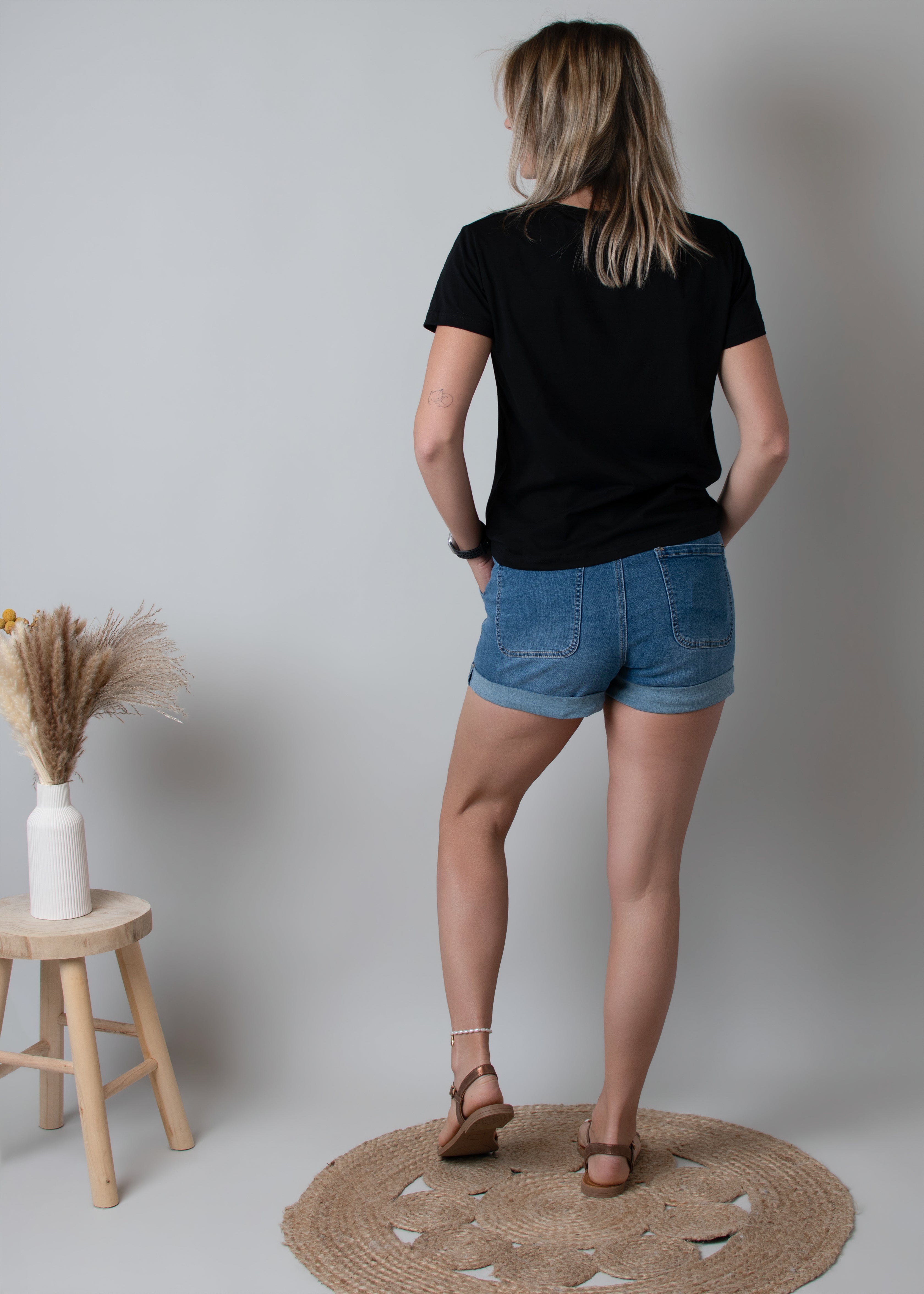 Short en Jean Denim avec Ceinture à Nouer