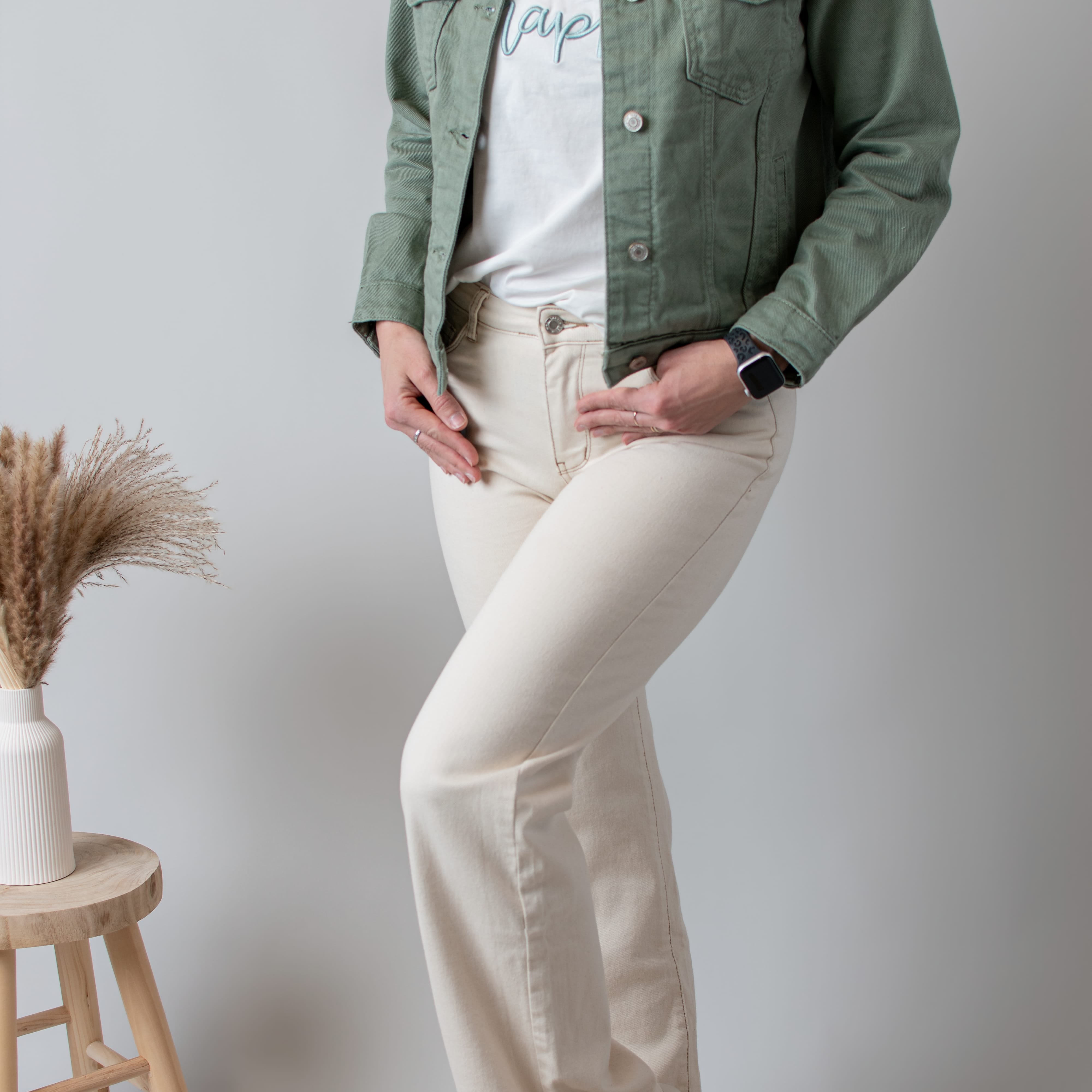 Pantalon flare beige