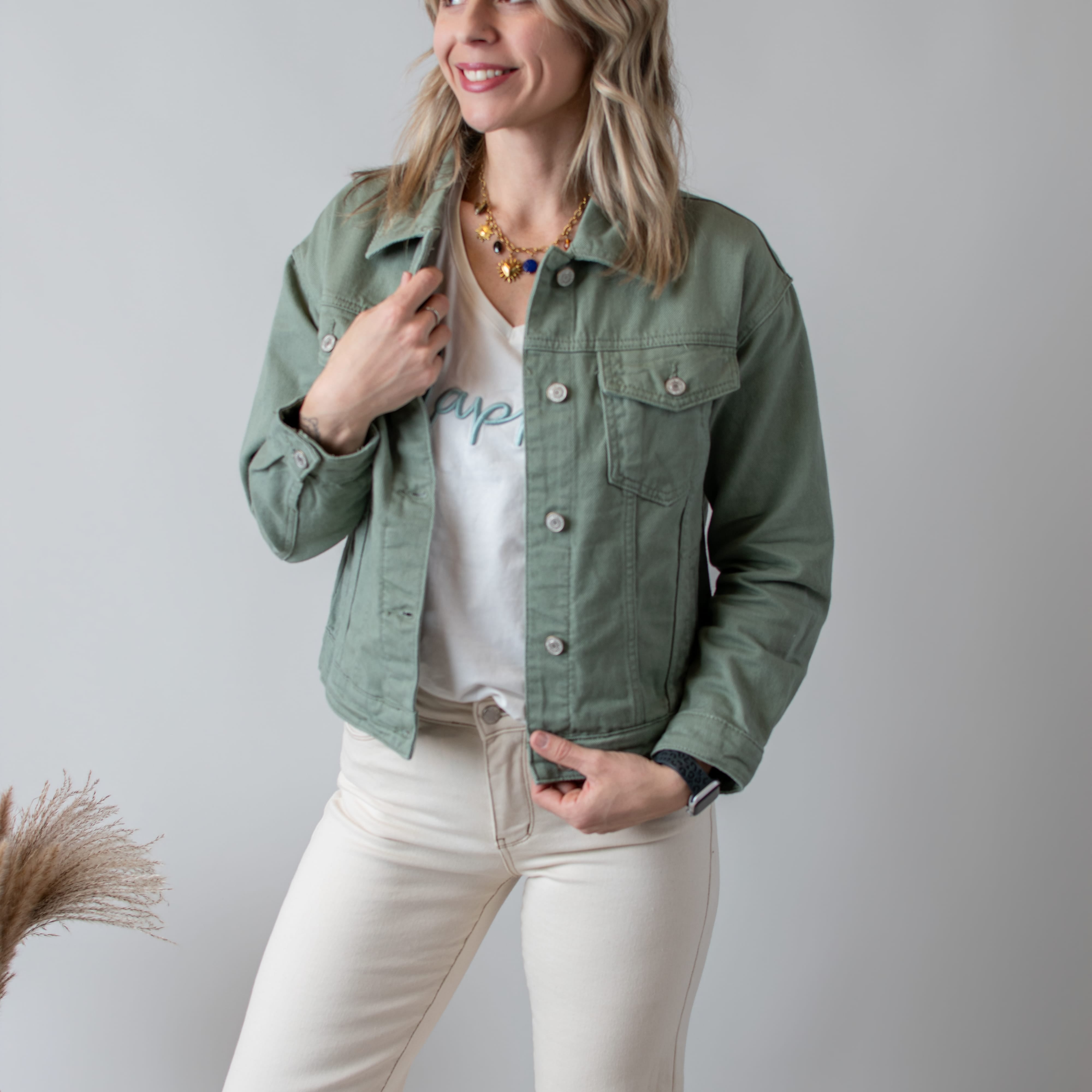 Veste en Jean Vert Sauge femme