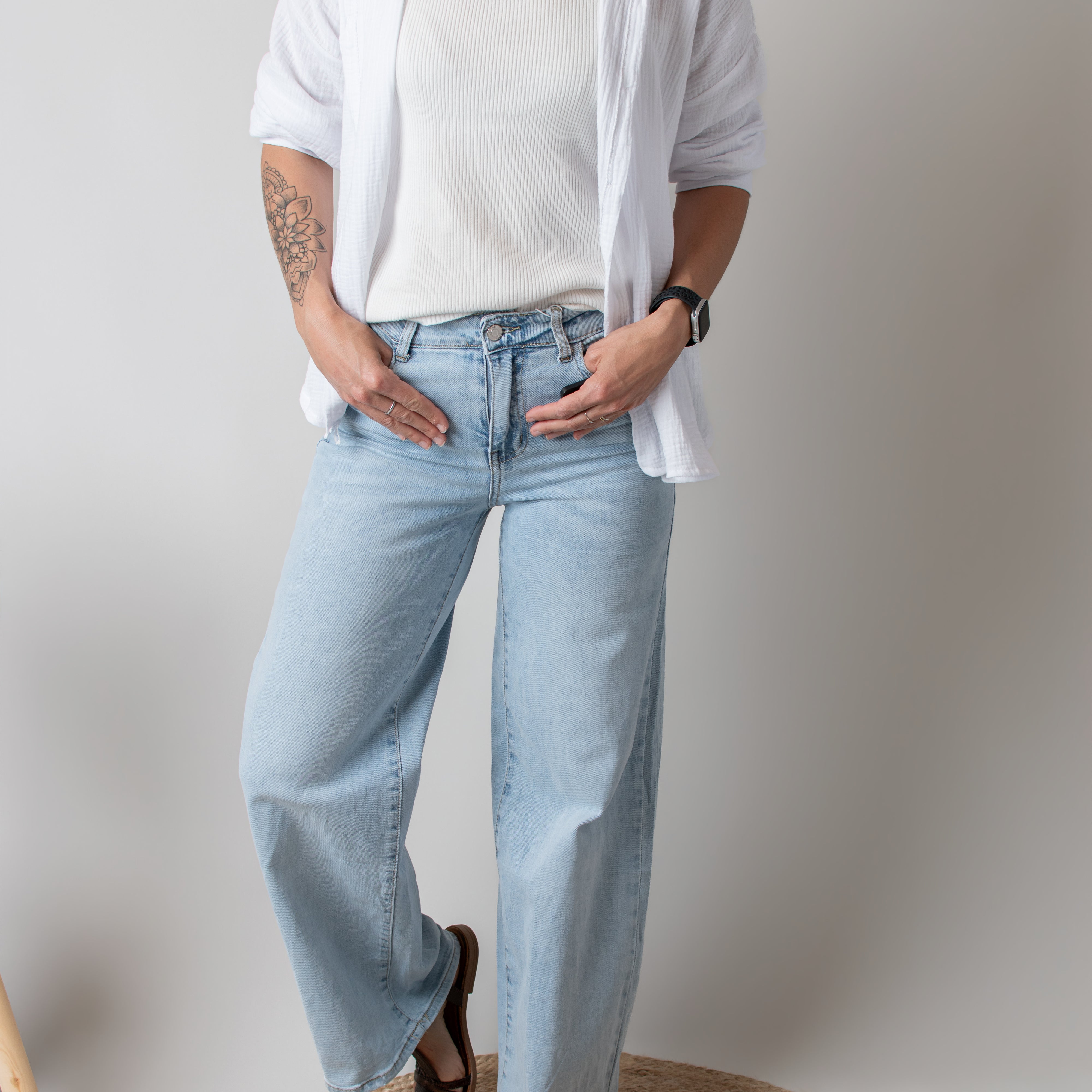 Chemise en Gaze de Coton Blanche floqué l