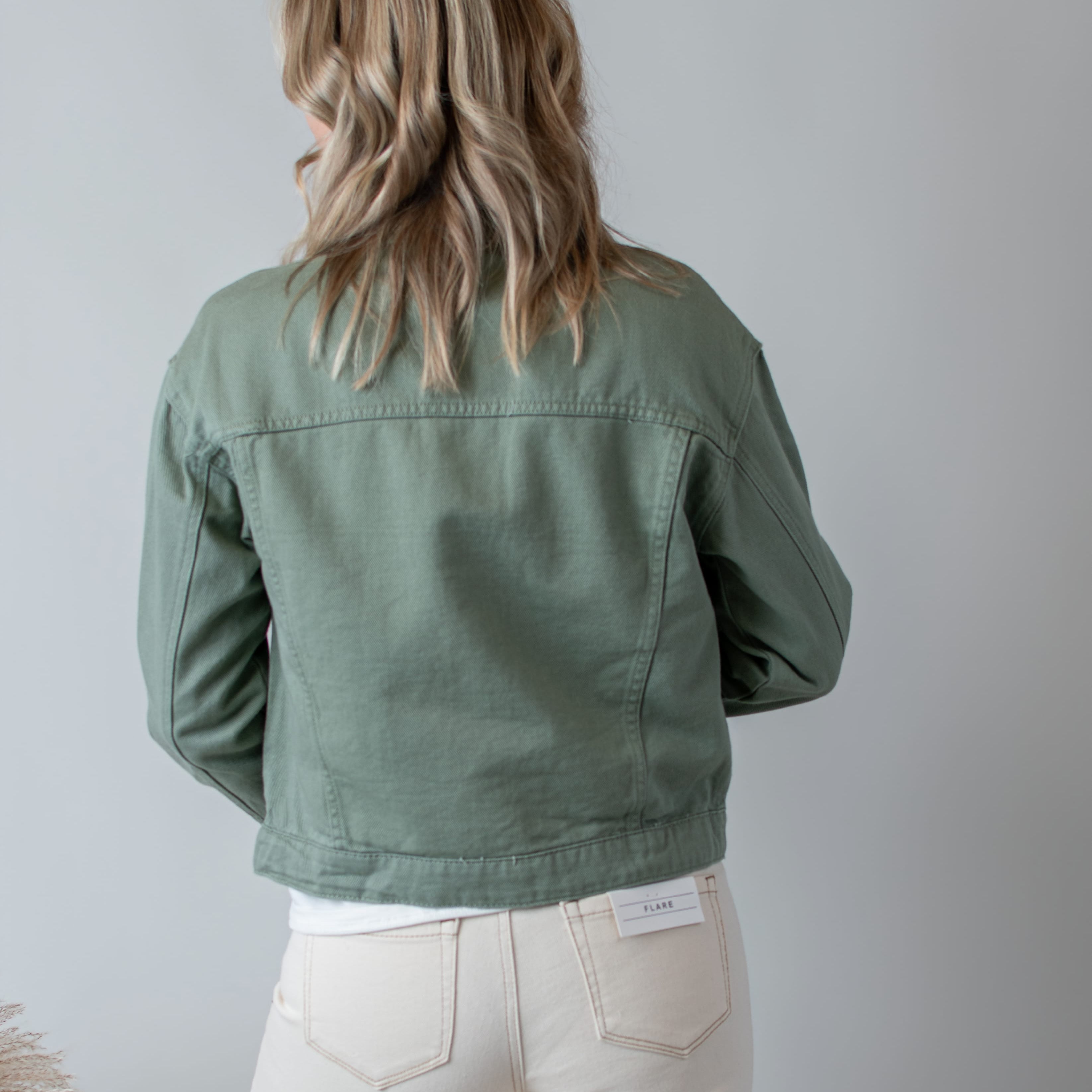 Veste en Jean Vert Sauge femme la boutique de lydie