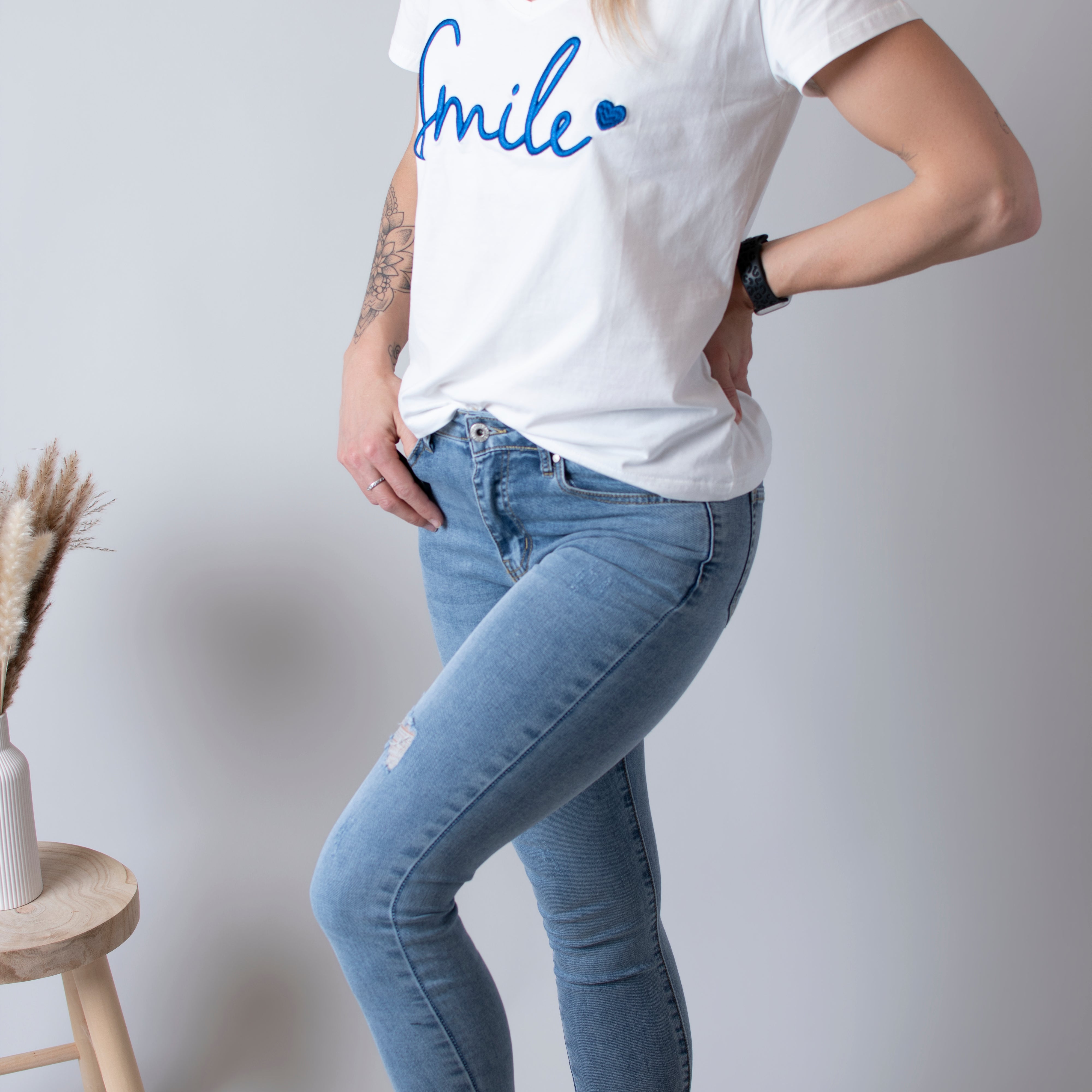 Jean skinny bleu clair delavé