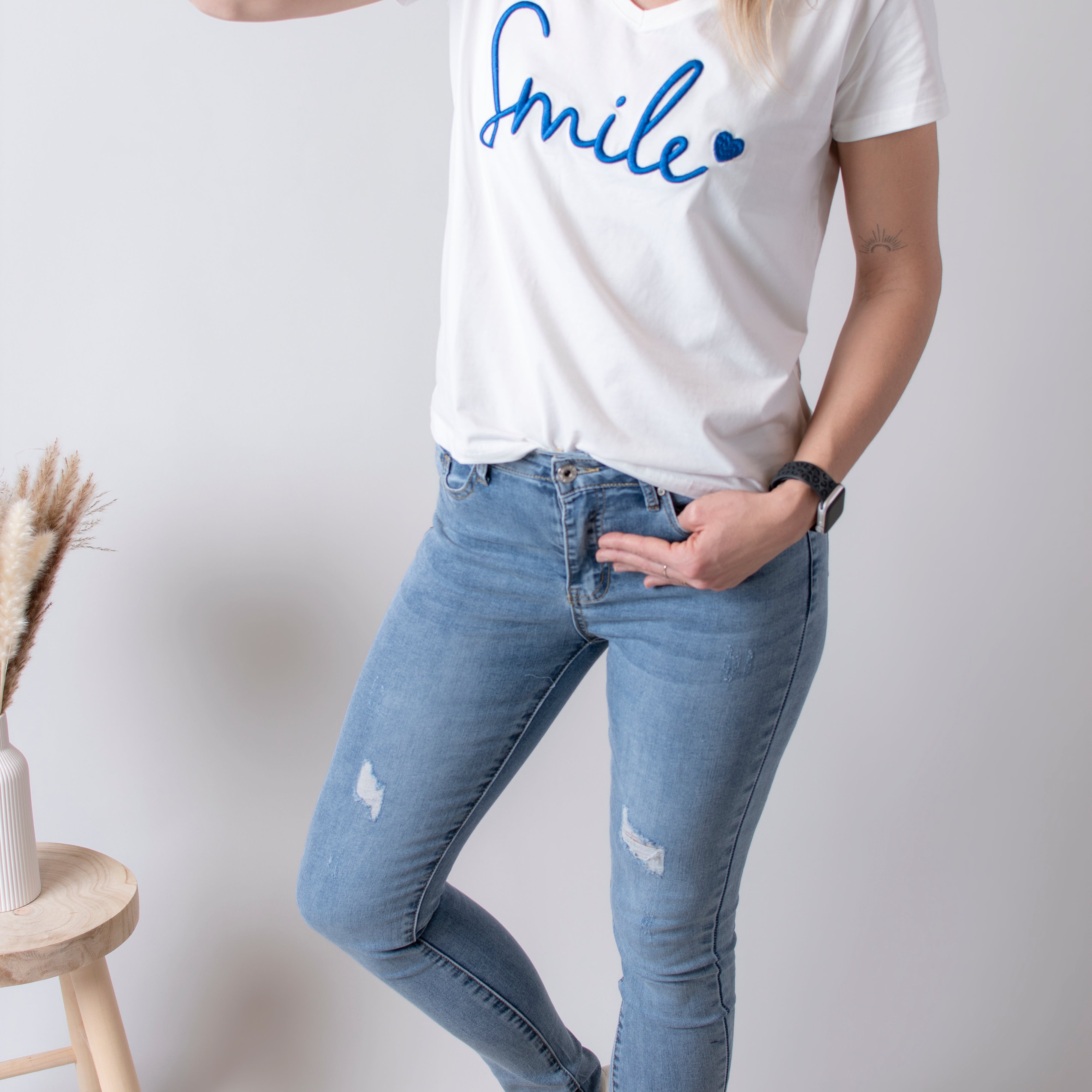 Jean skinny bleu clair delavé