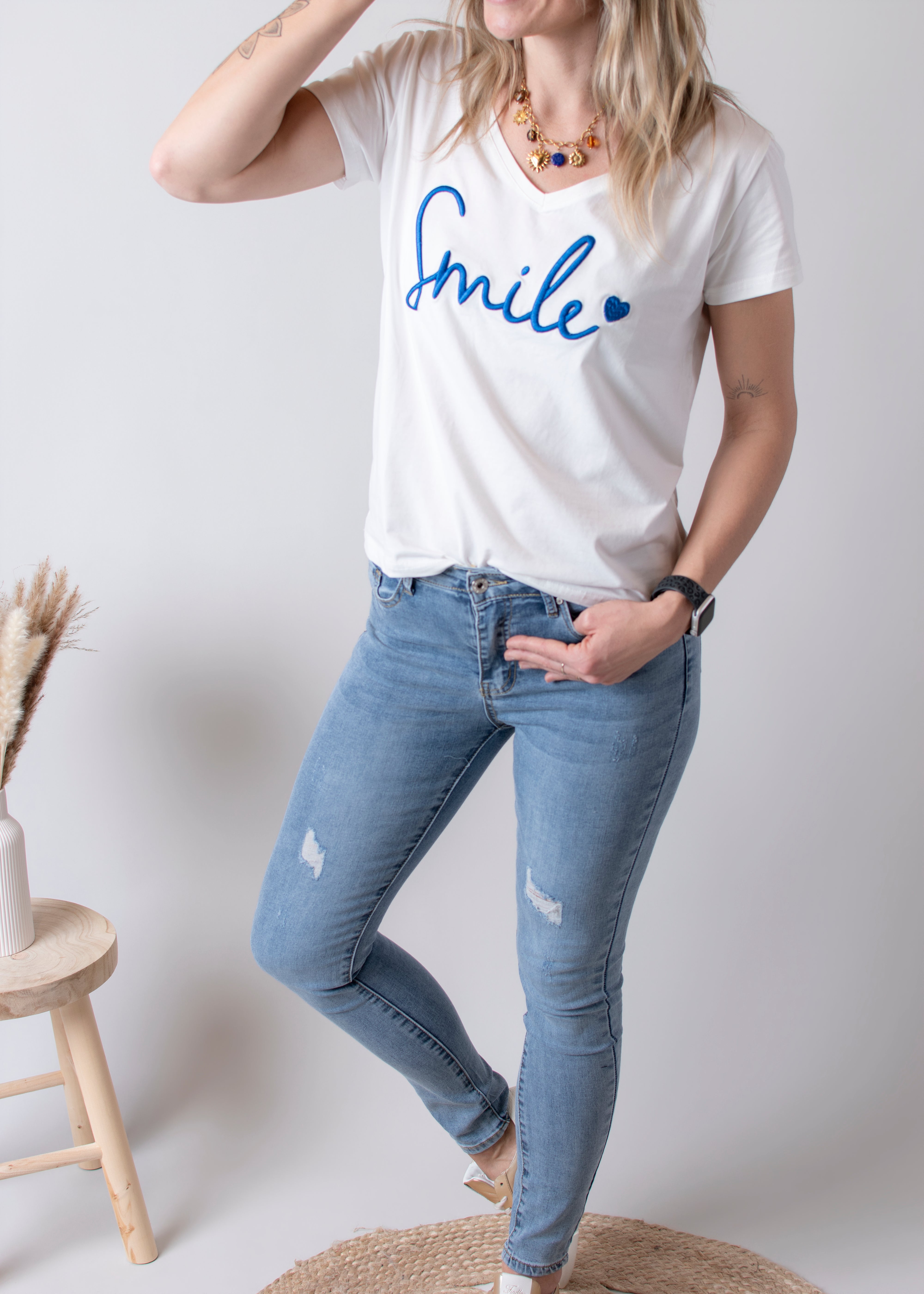 Jean skinny bleu clair delavé