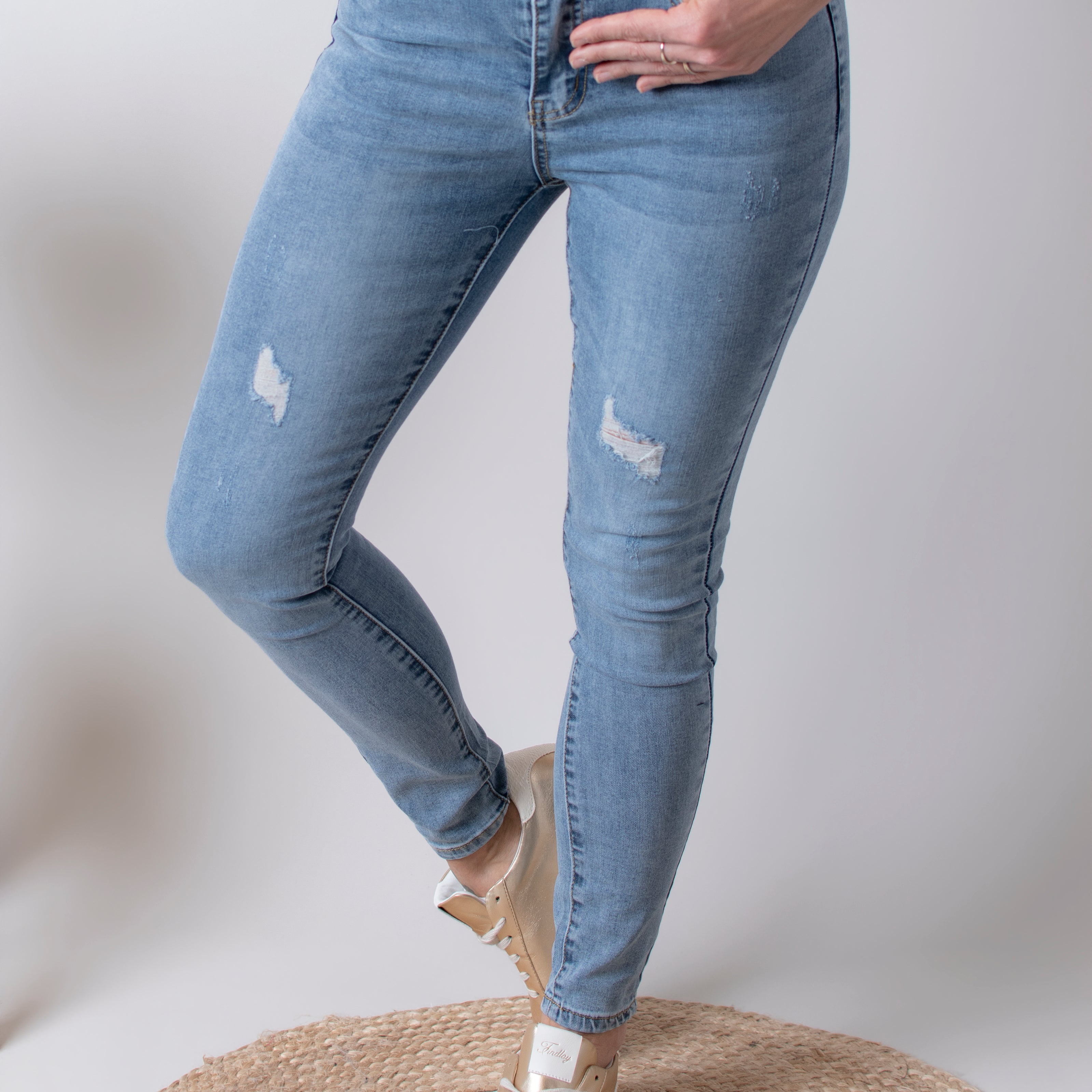 Jean skinny bleu clair delavé