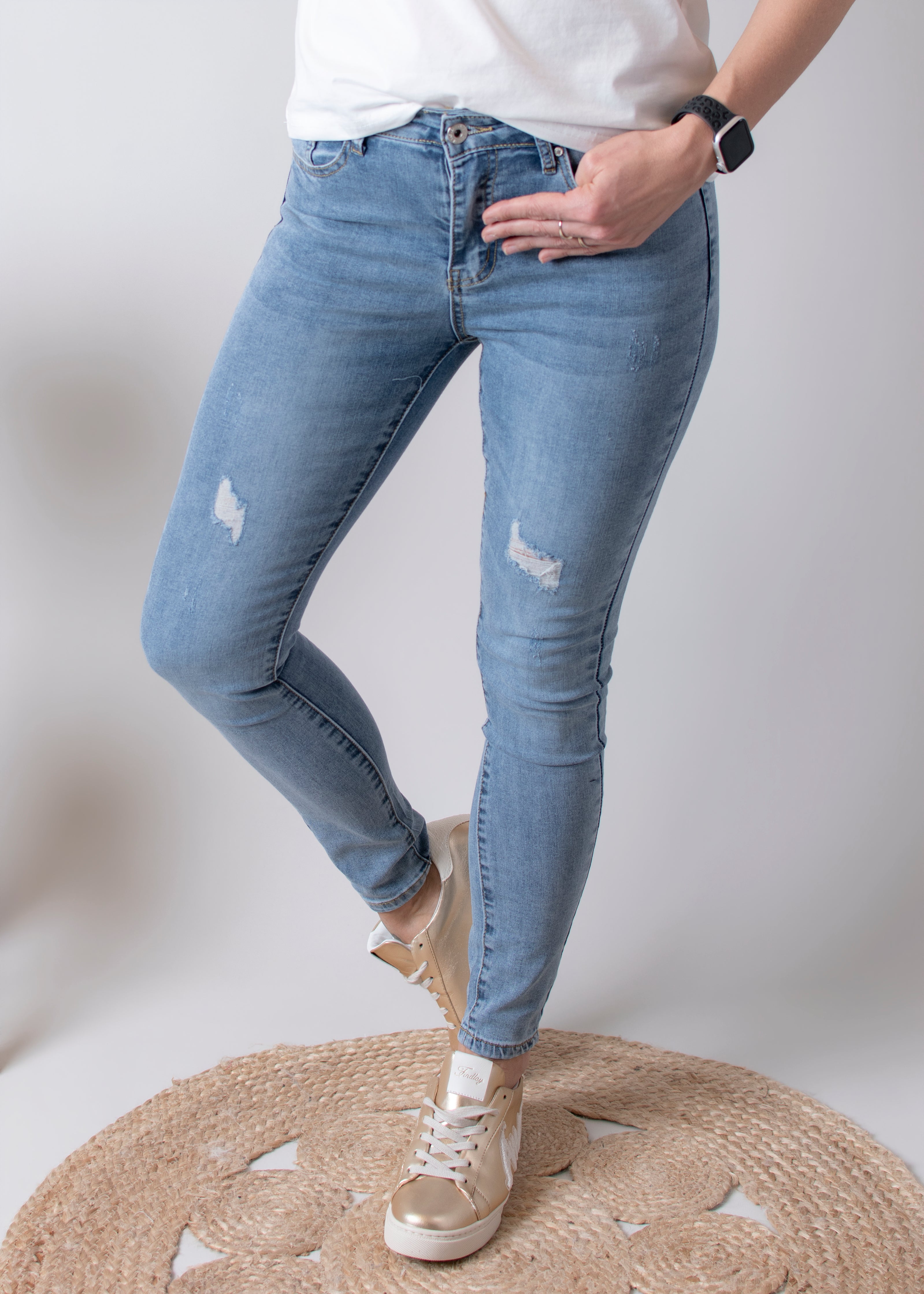 Jean skinny bleu clair delavé