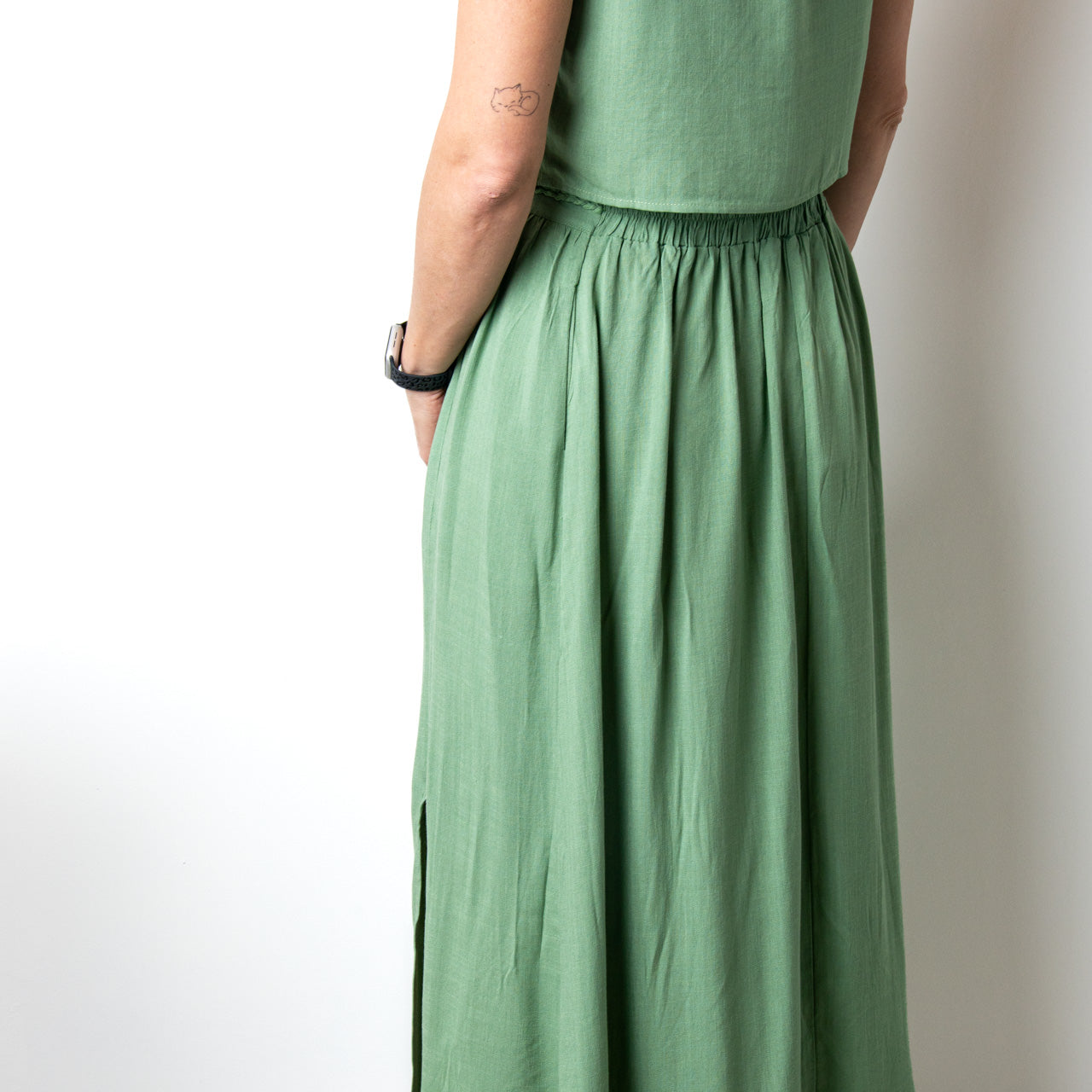 Ensemble Jupe Crop Top Vert Sauge