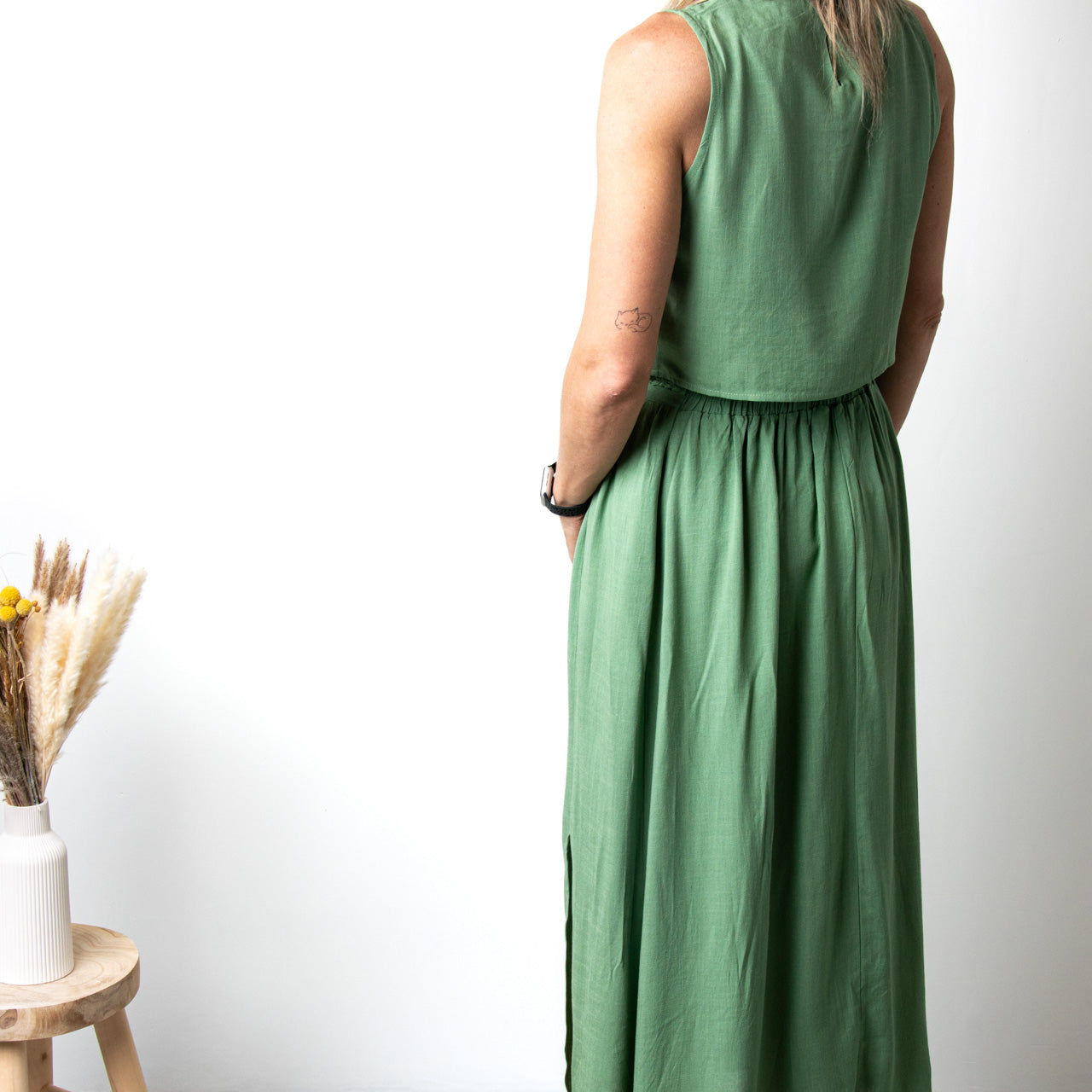 Ensemble Jupe & Crop Top Vert Sauge