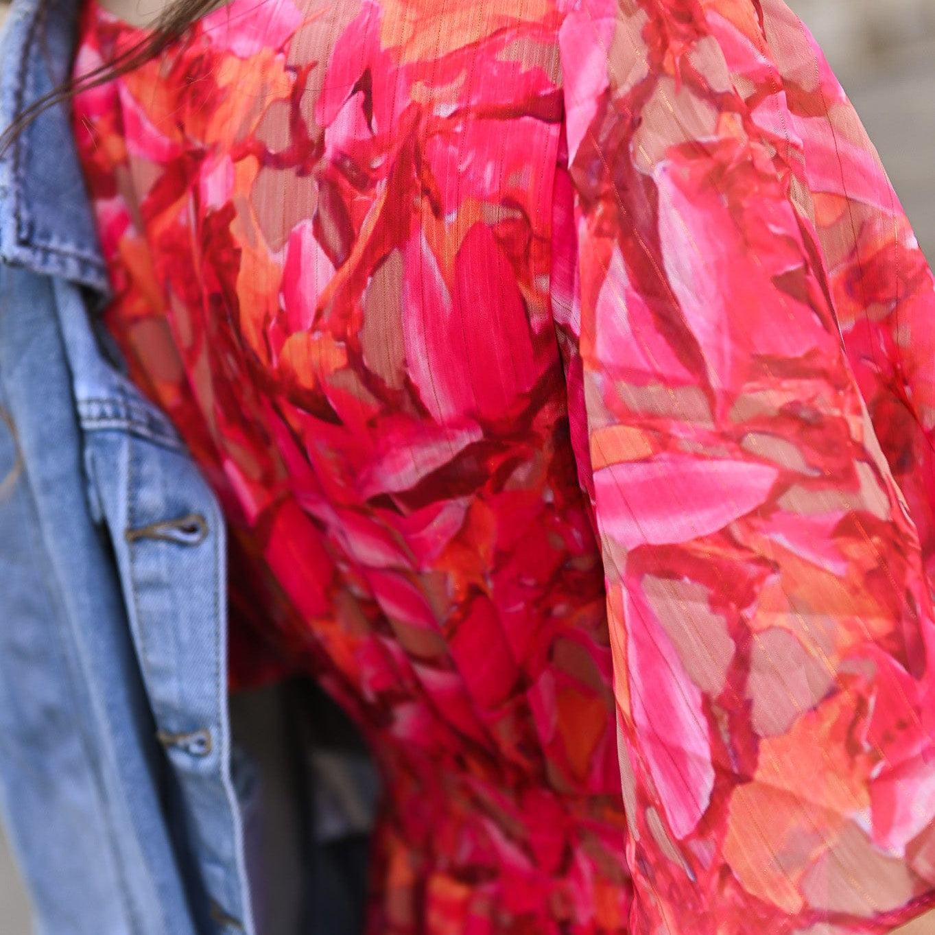 Robe longue rose fleuri