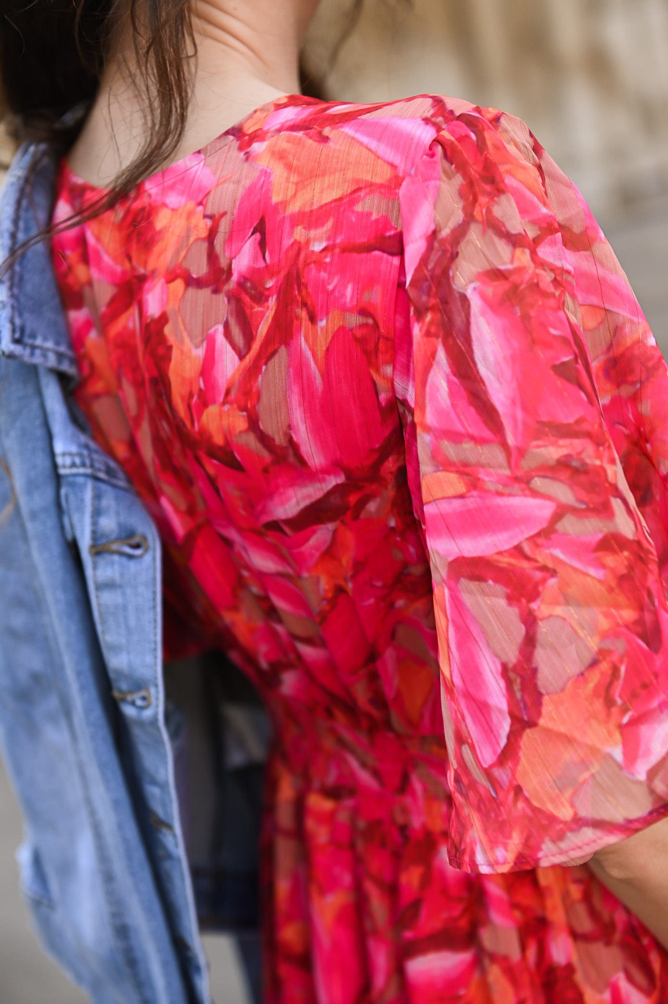 Robe longue rose fleuri