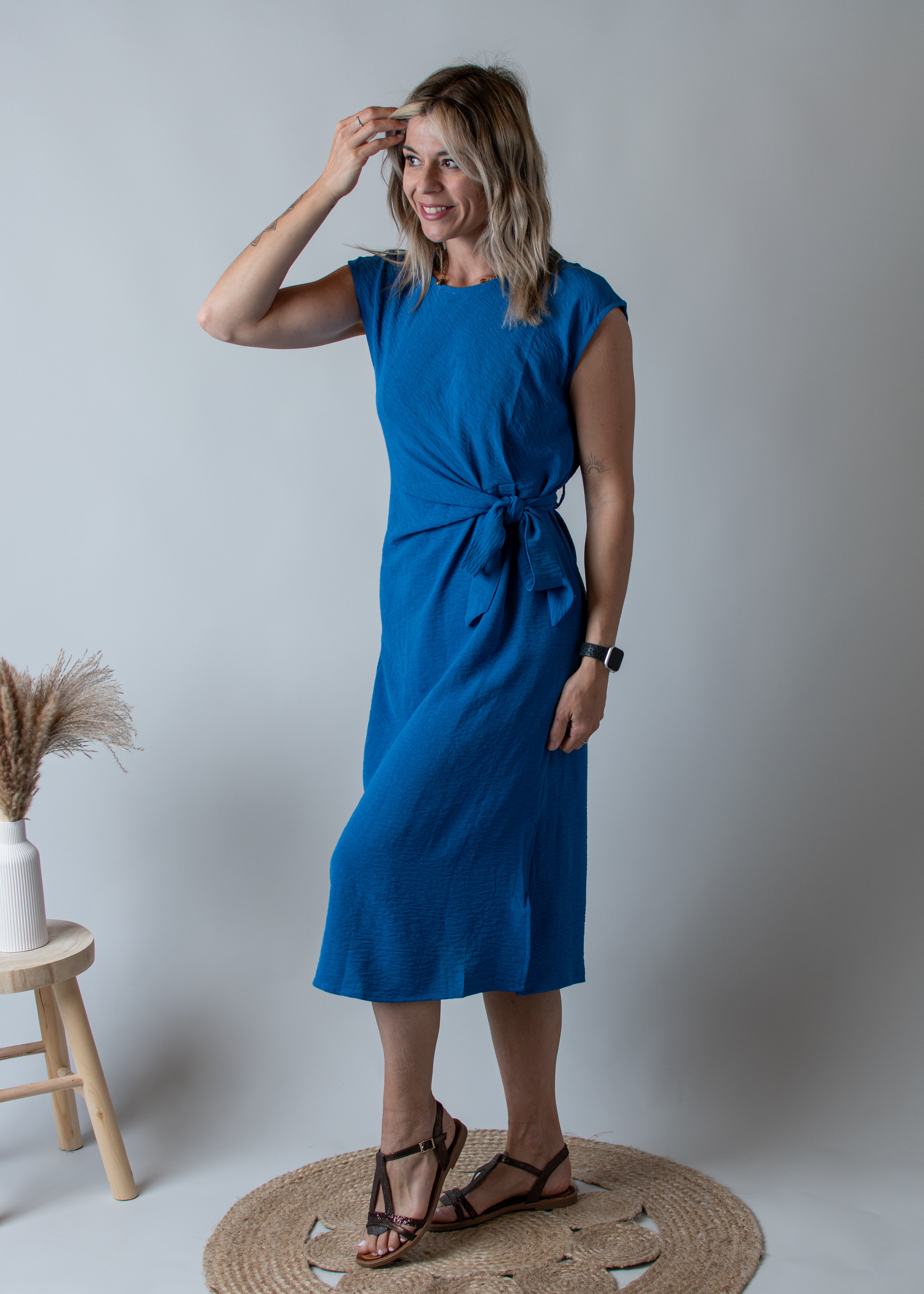 Robe Mi-Longue Bleu Électrique la boutique de lydie