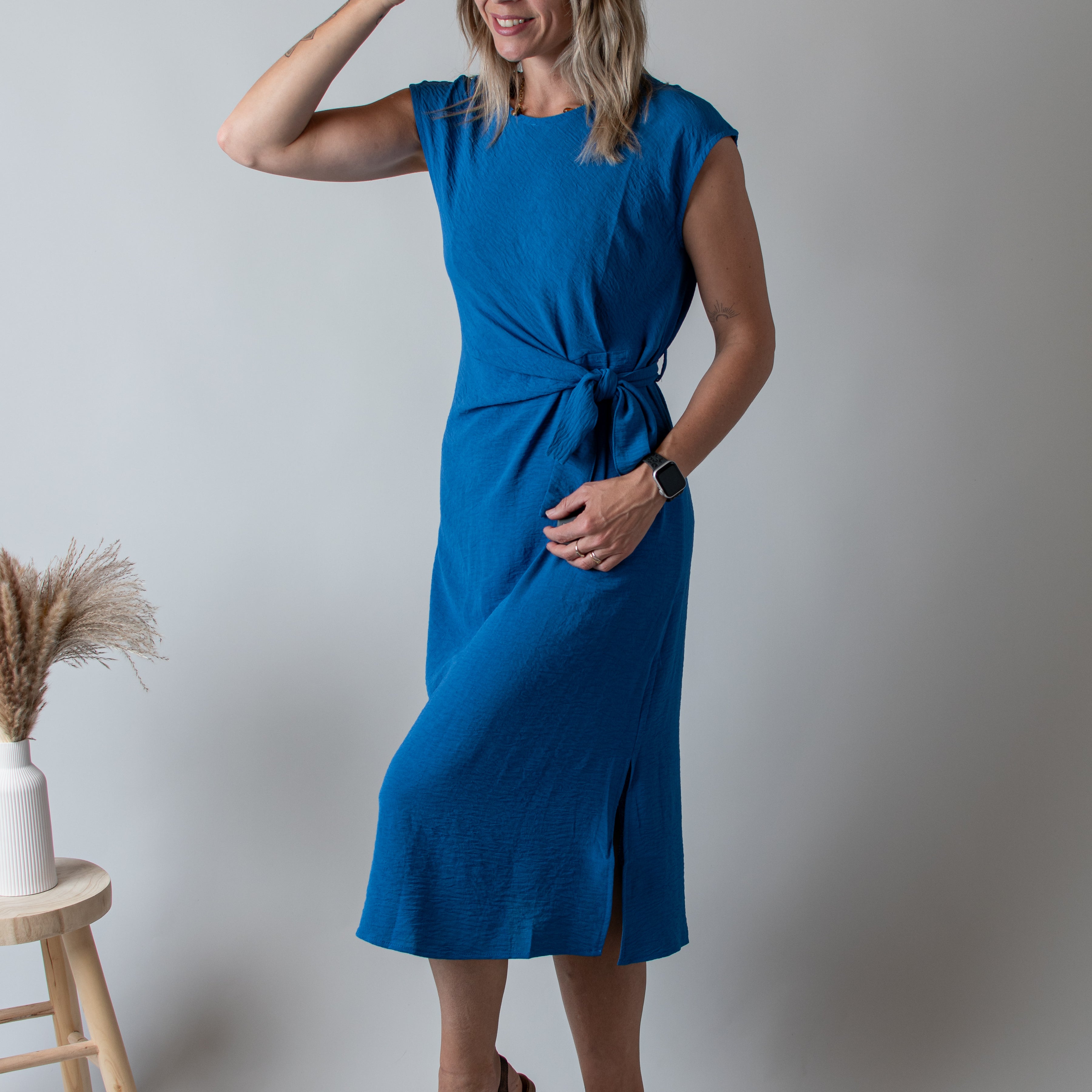 Robe Mi-Longue Bleu Électrique