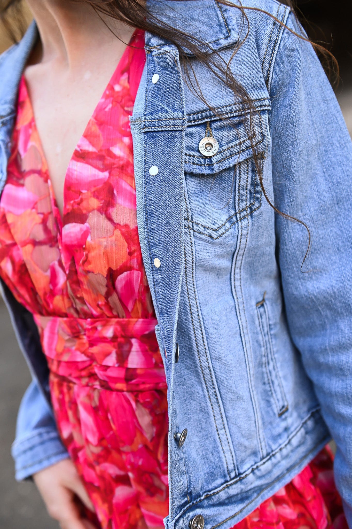 Robe longue rose fleuri