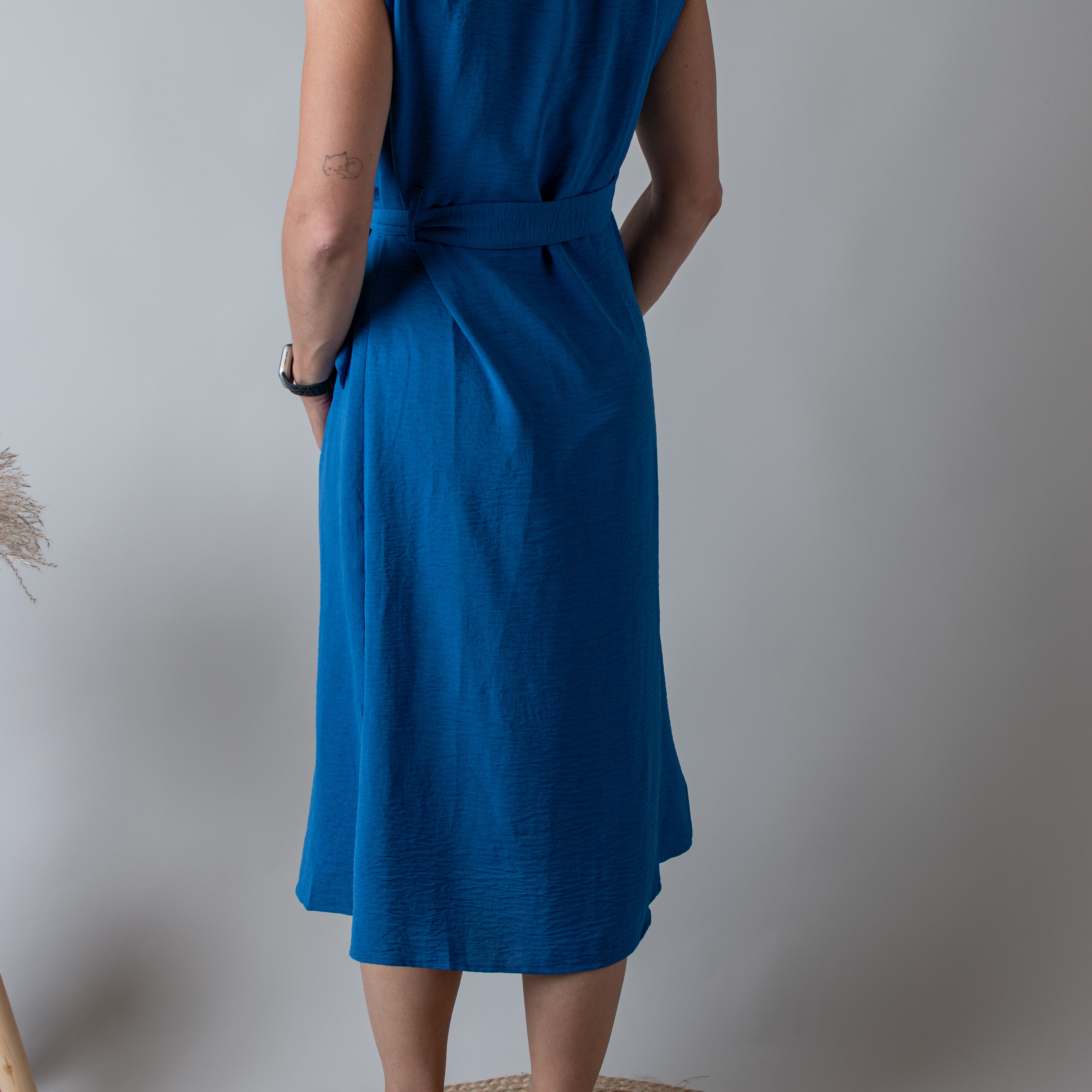 Robe Mi-Longue Bleu Électrique