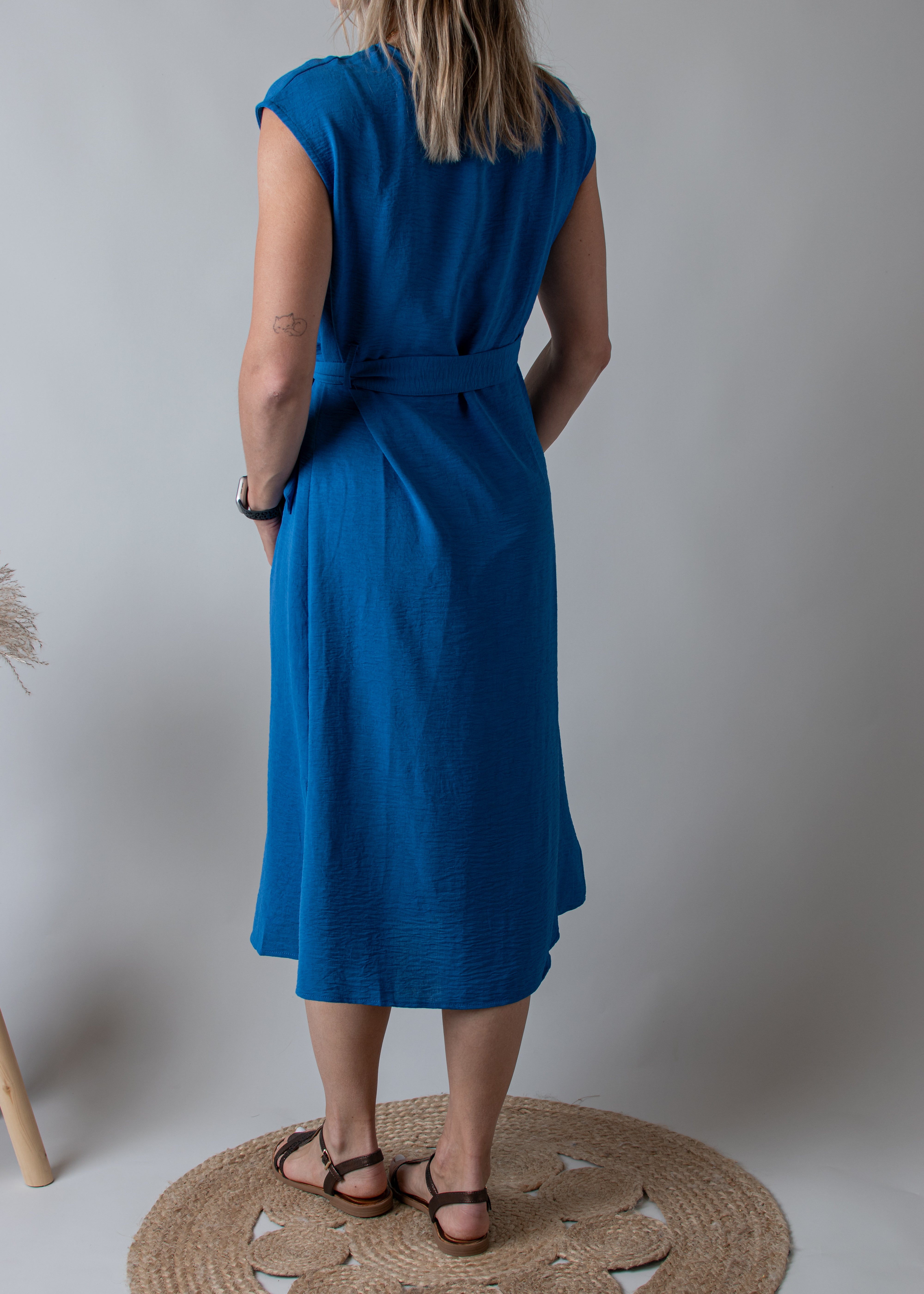 Robe Mi-Longue Bleu Électrique