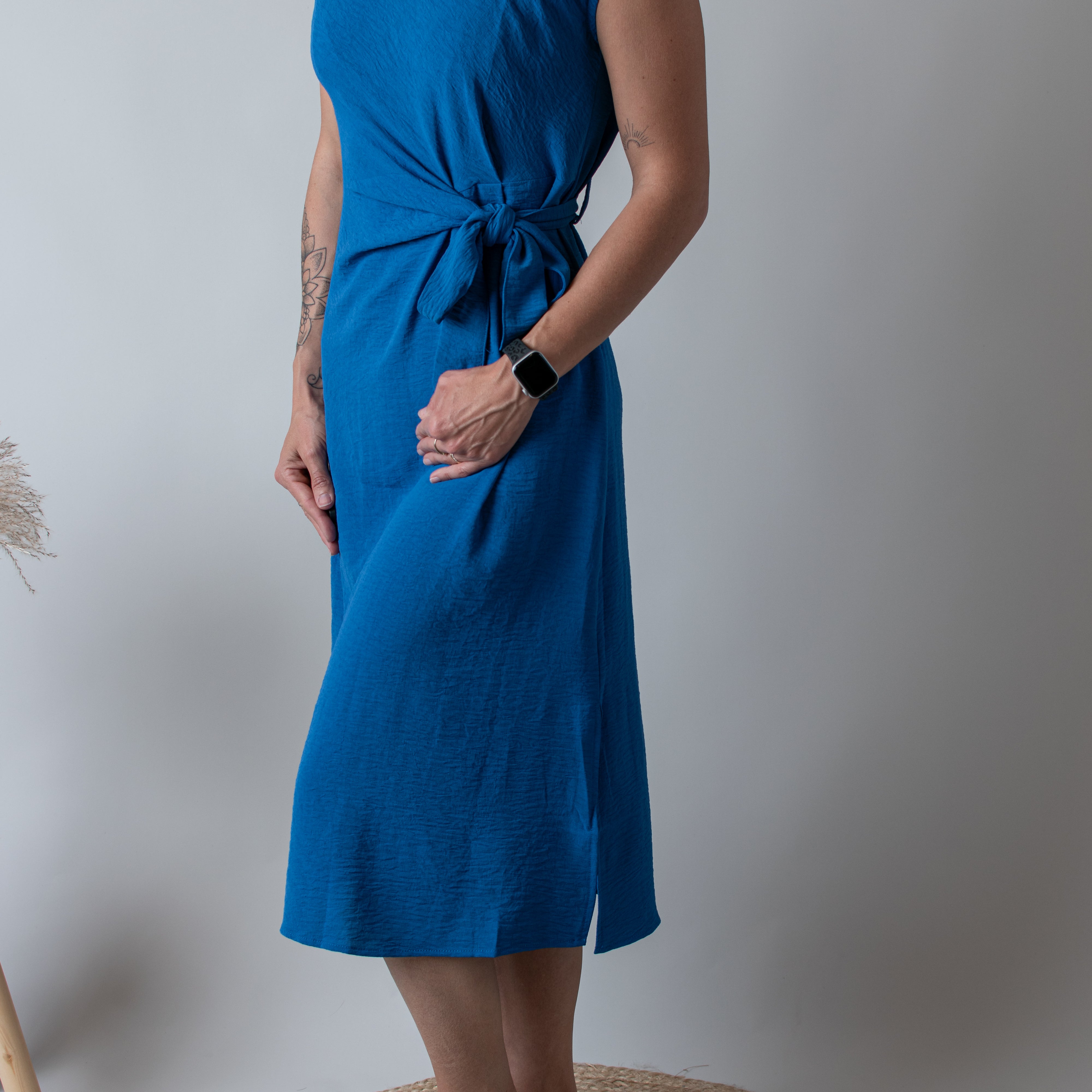 Robe Mi-Longue Bleu Électrique