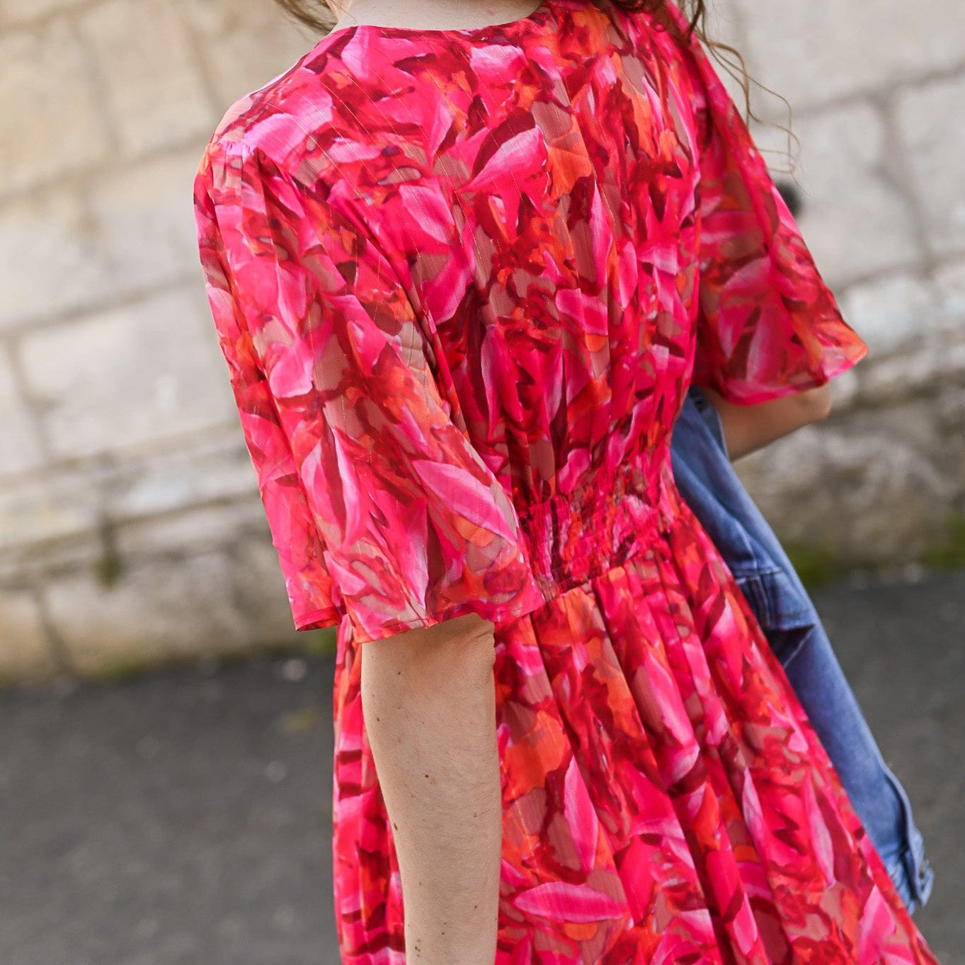 Robe longue rose fleuri