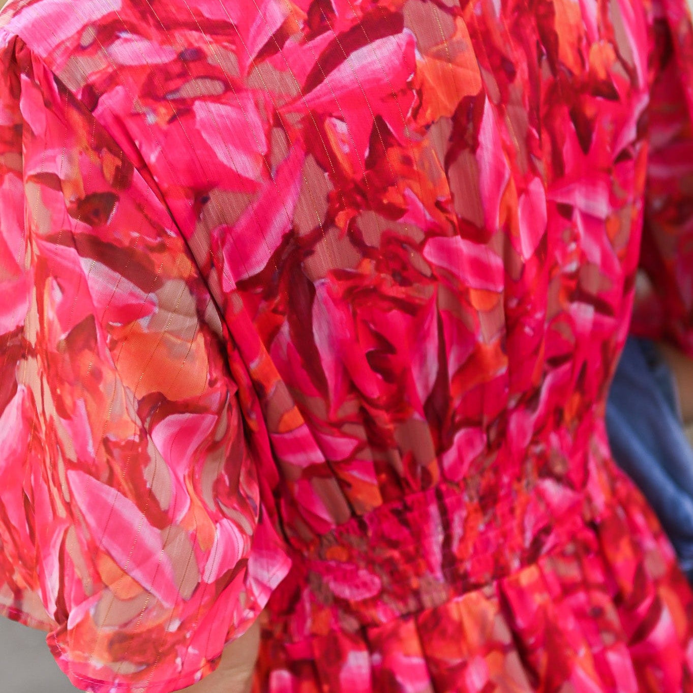 Robe longue rose fleuri