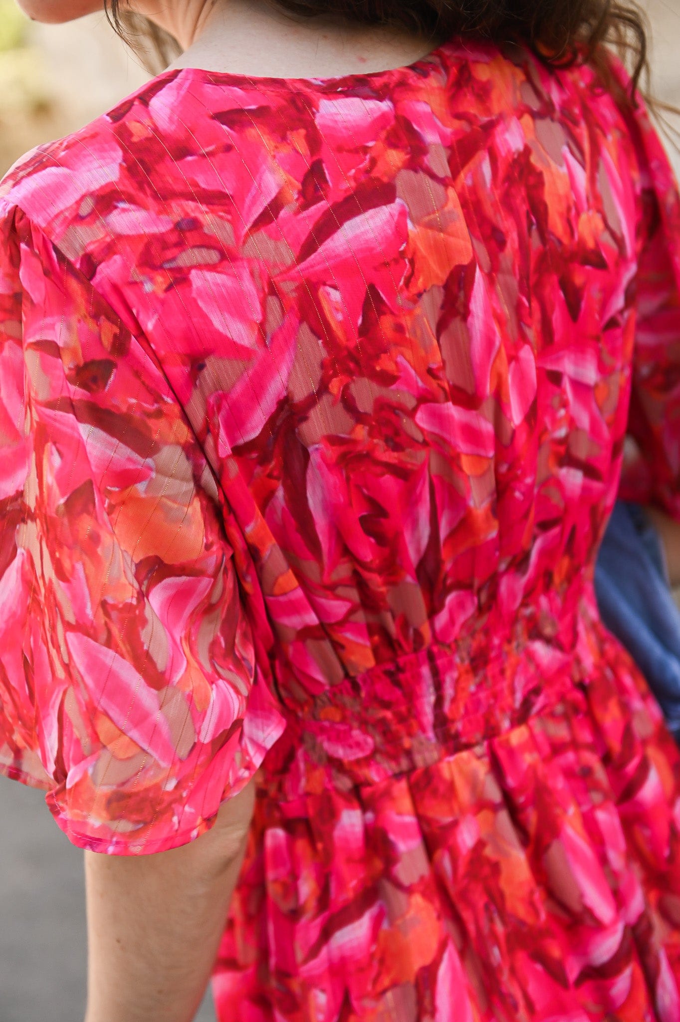 Robe longue rose fleuri