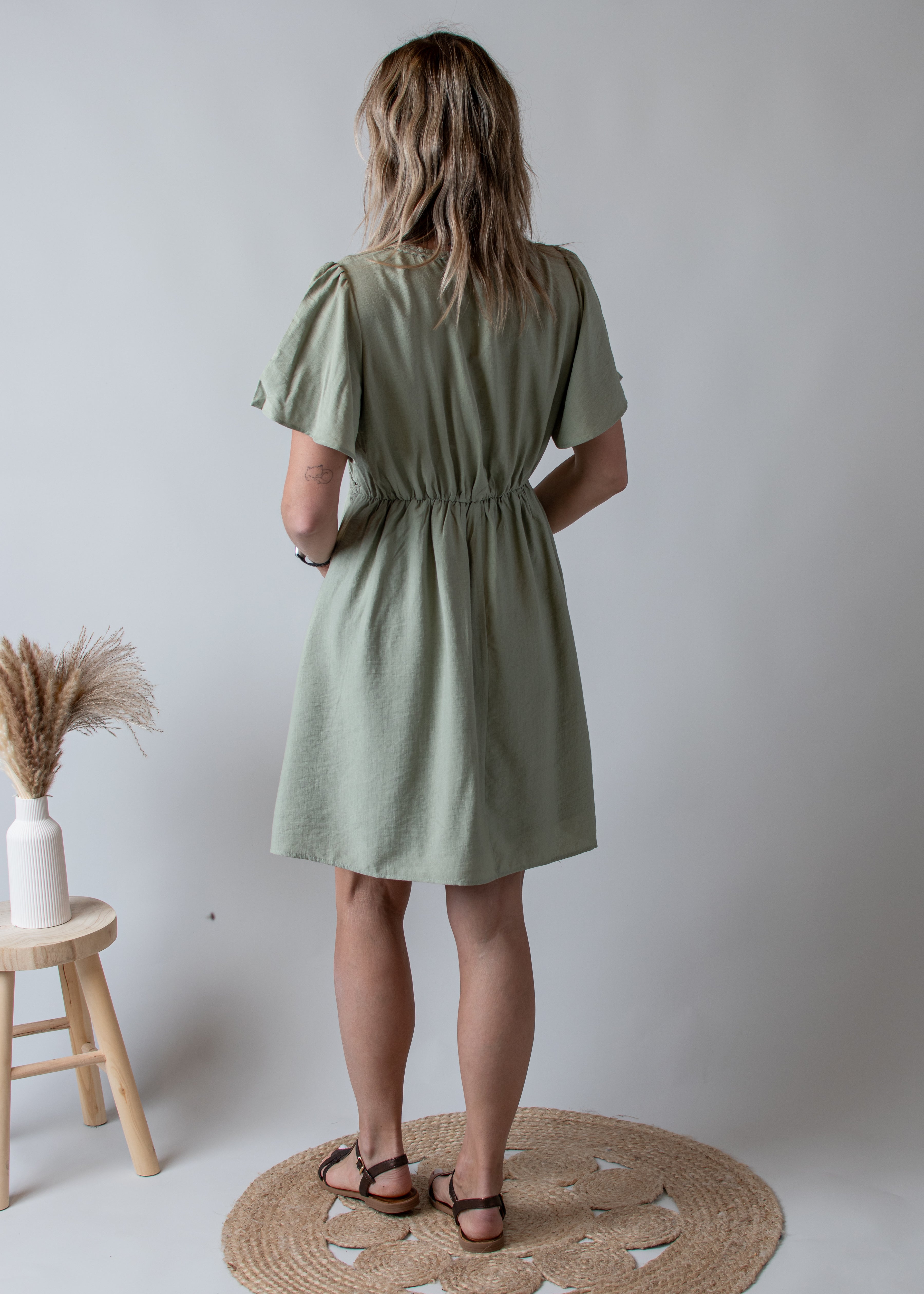 Robe Courte Vert Sauge l