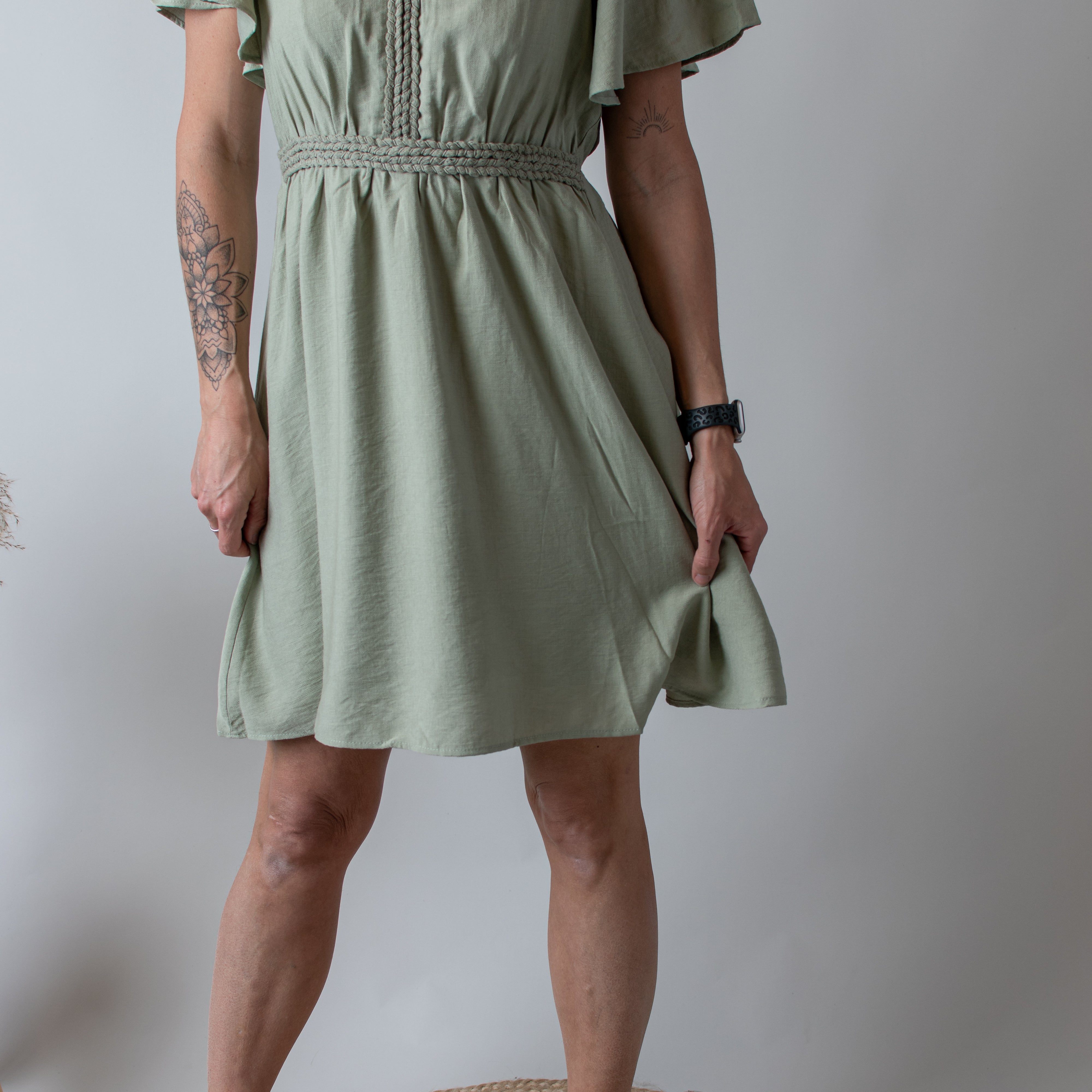 Robe Courte Vert Sauge