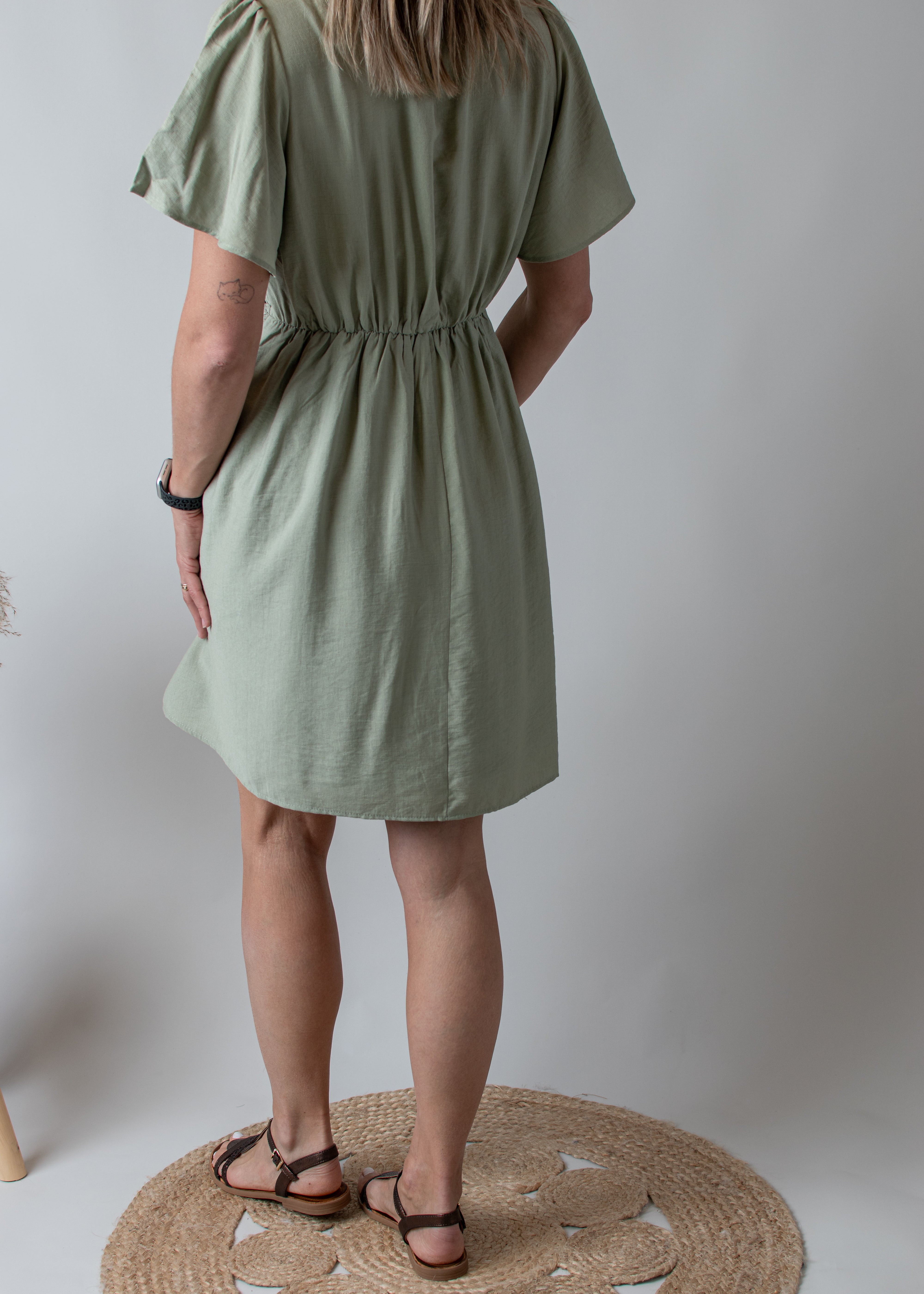 Robe Courte Vert Sauge