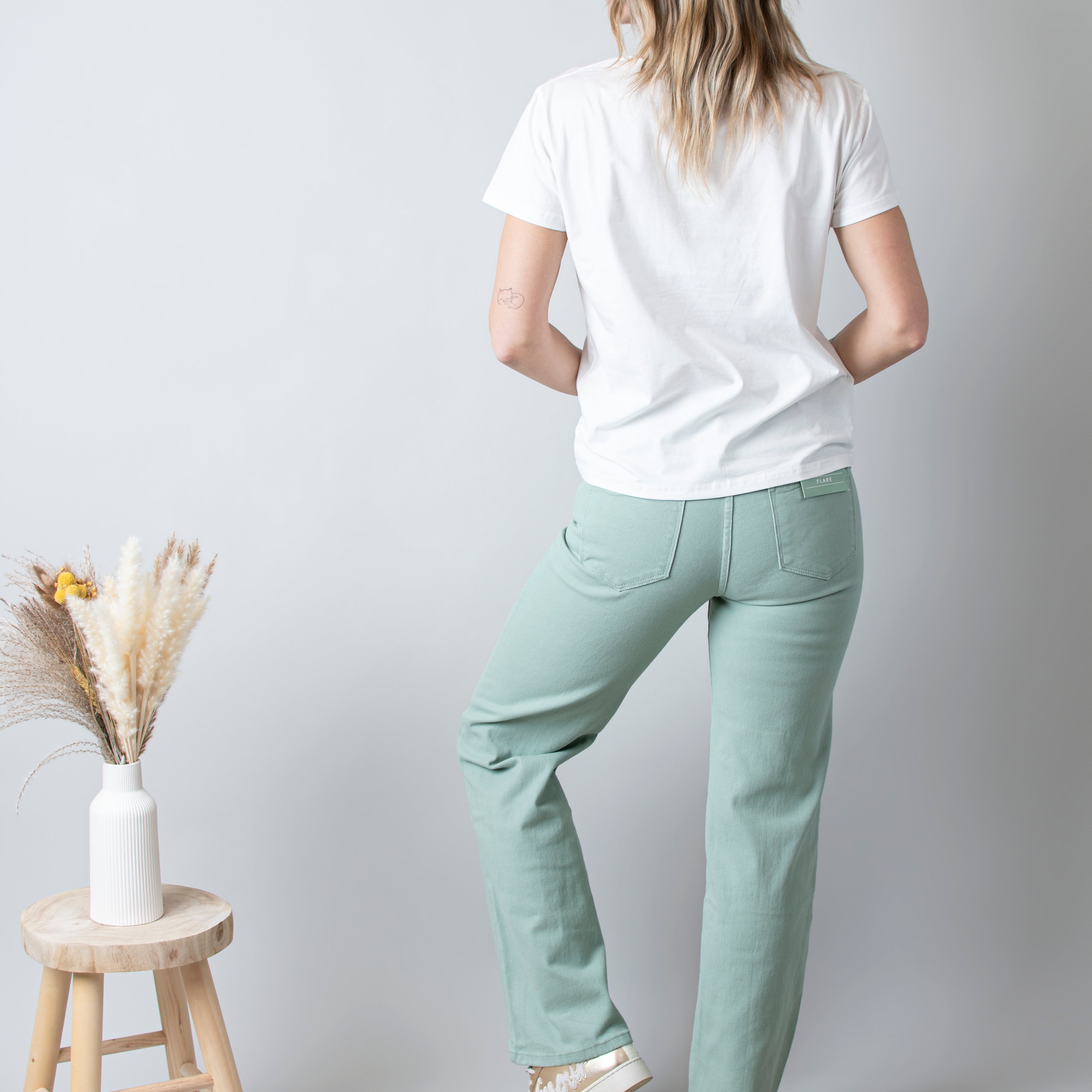 Pantalon Flare Vert Sauge femme