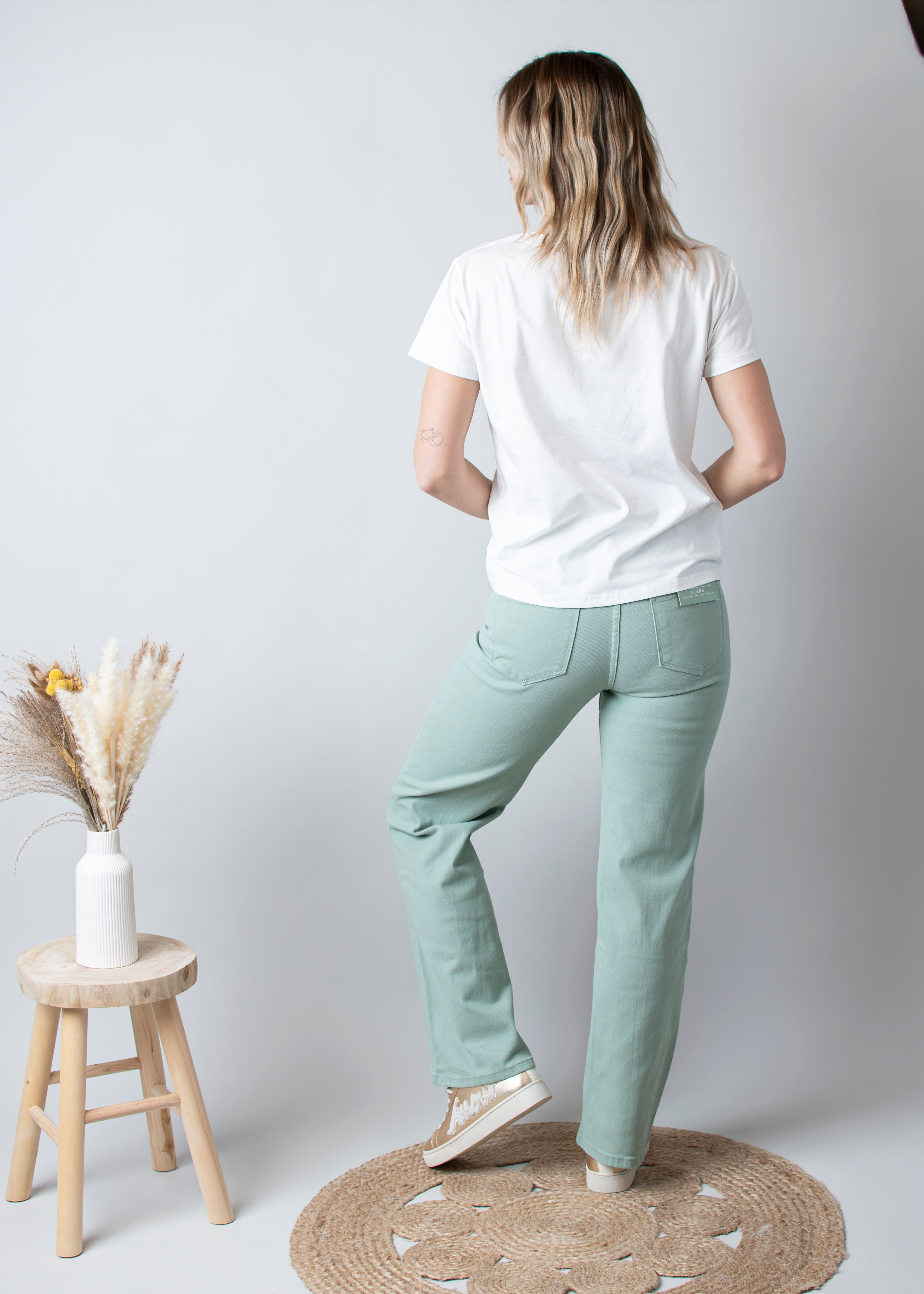 Pantalon Flare Vert Sauge femme