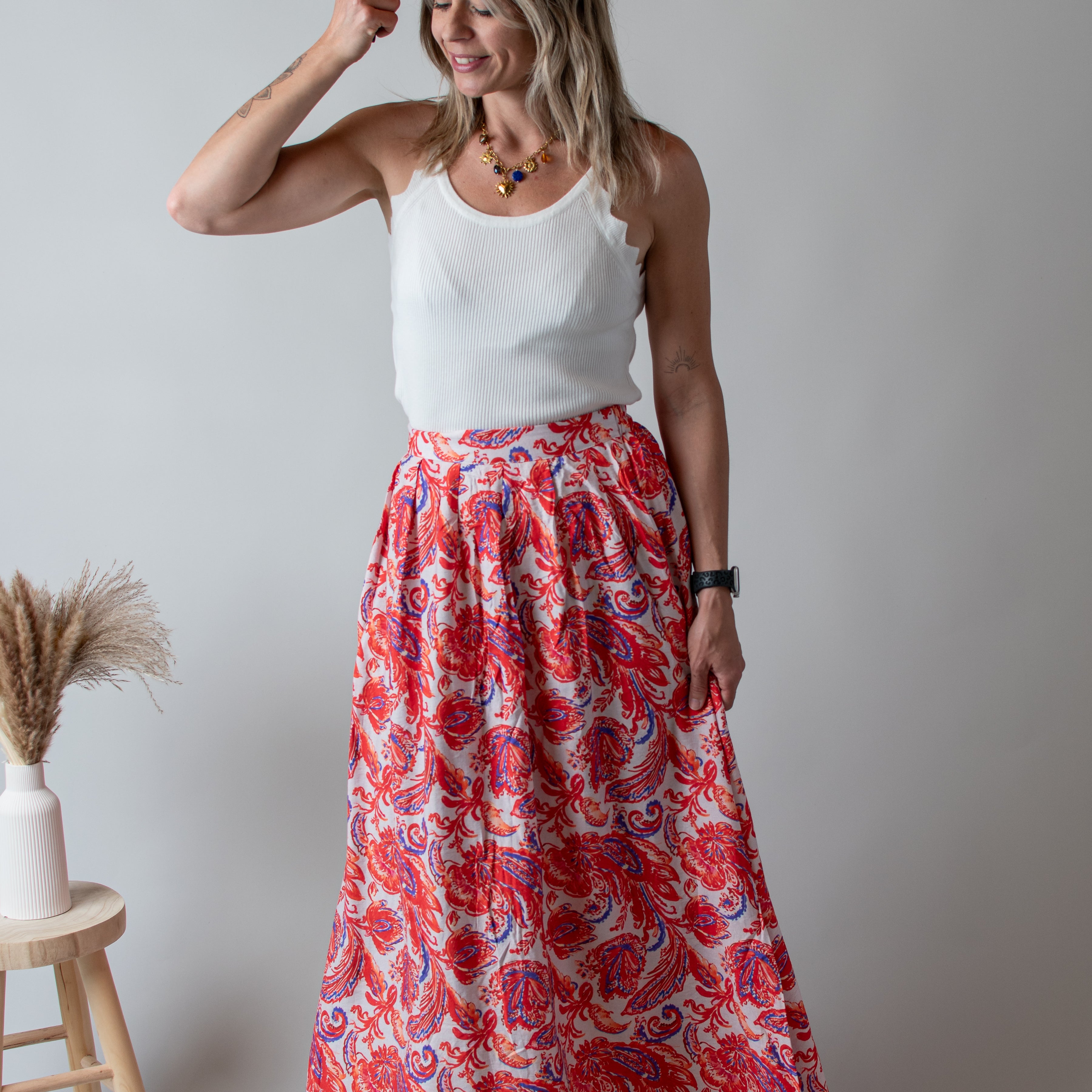 Débardeur côtelée blanc coupe américaine,