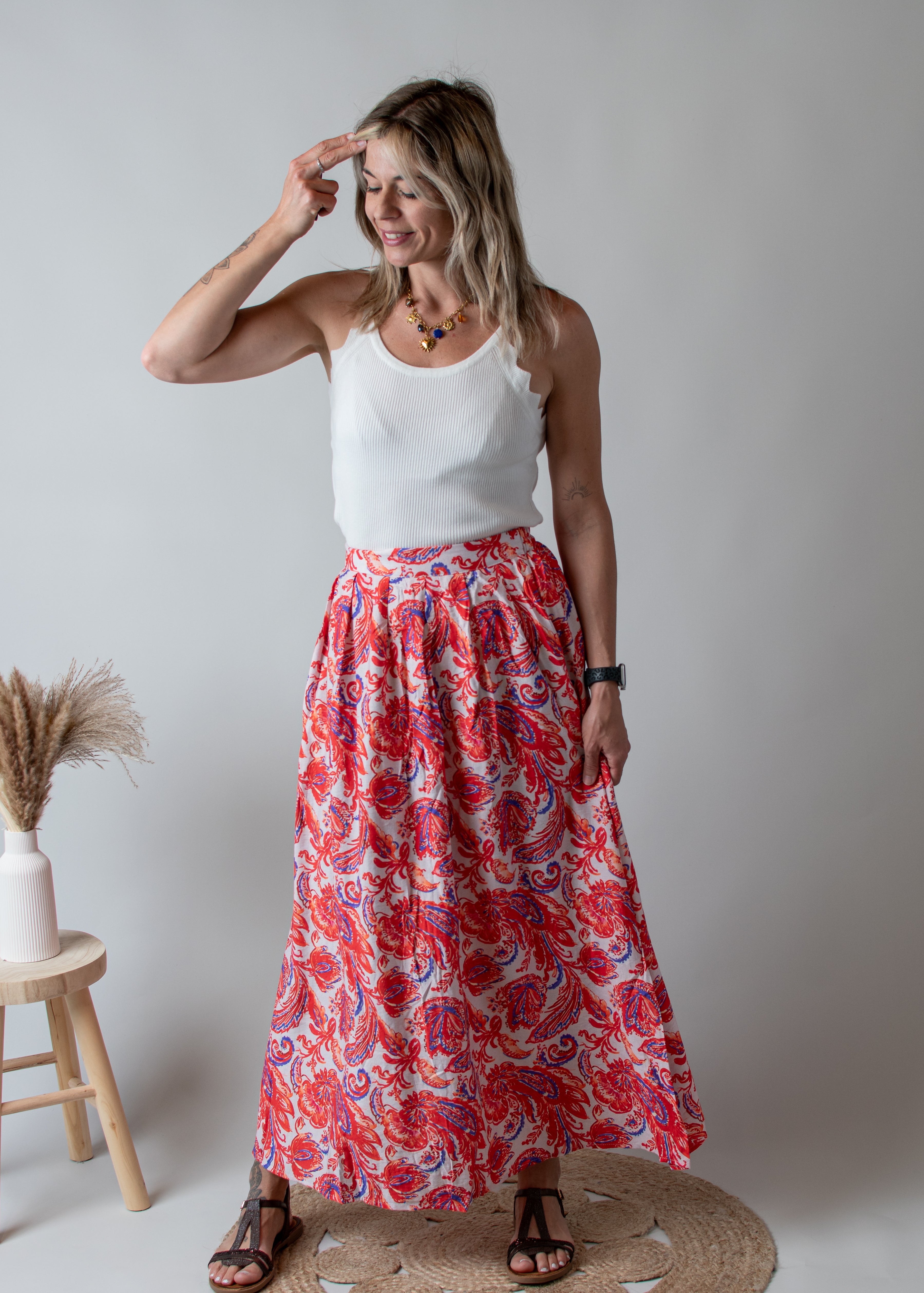 Débardeur côtelée blanc coupe américaine,