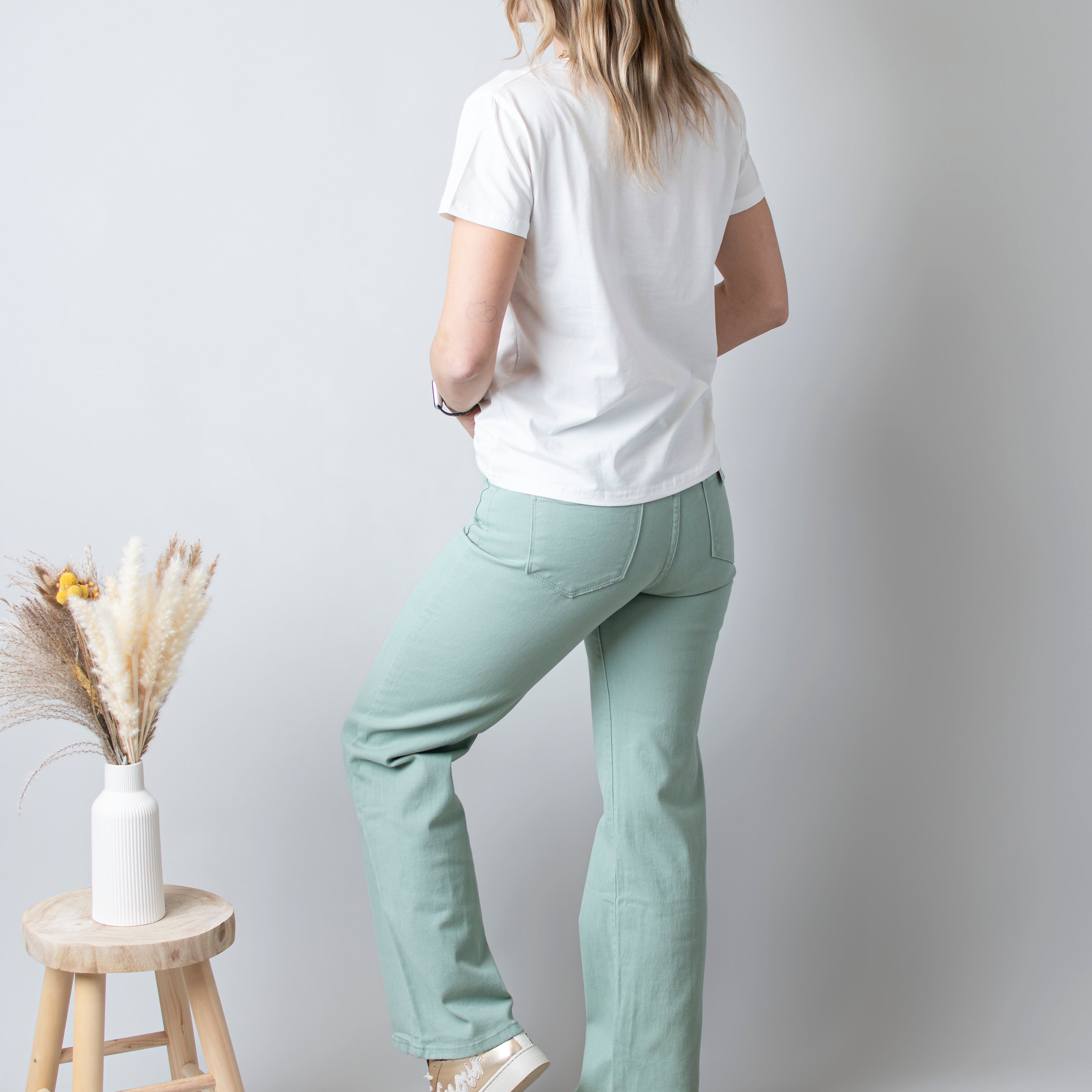 Pantalon Flare Vert Sauge femme