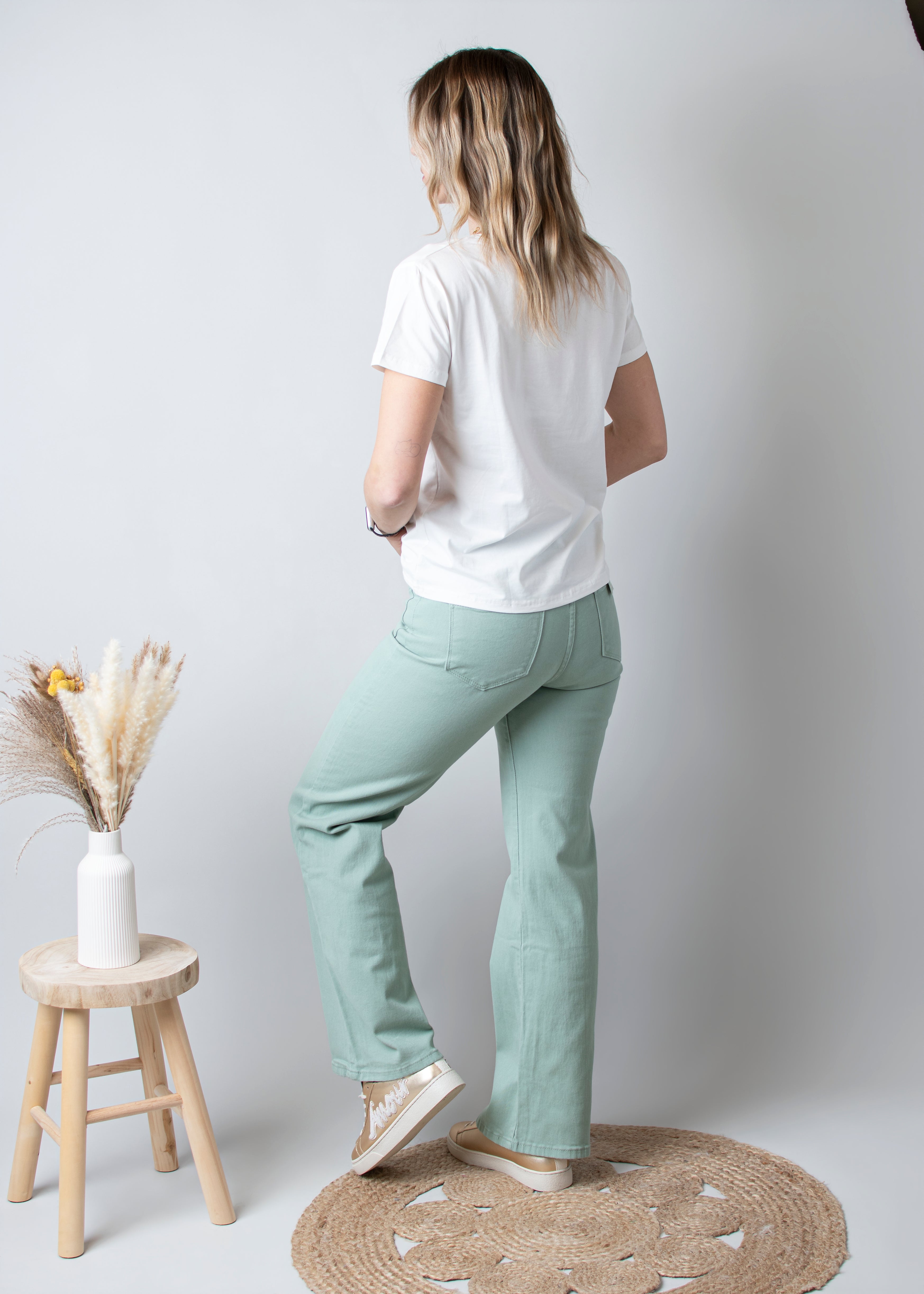 Pantalon Flare Vert Sauge femme