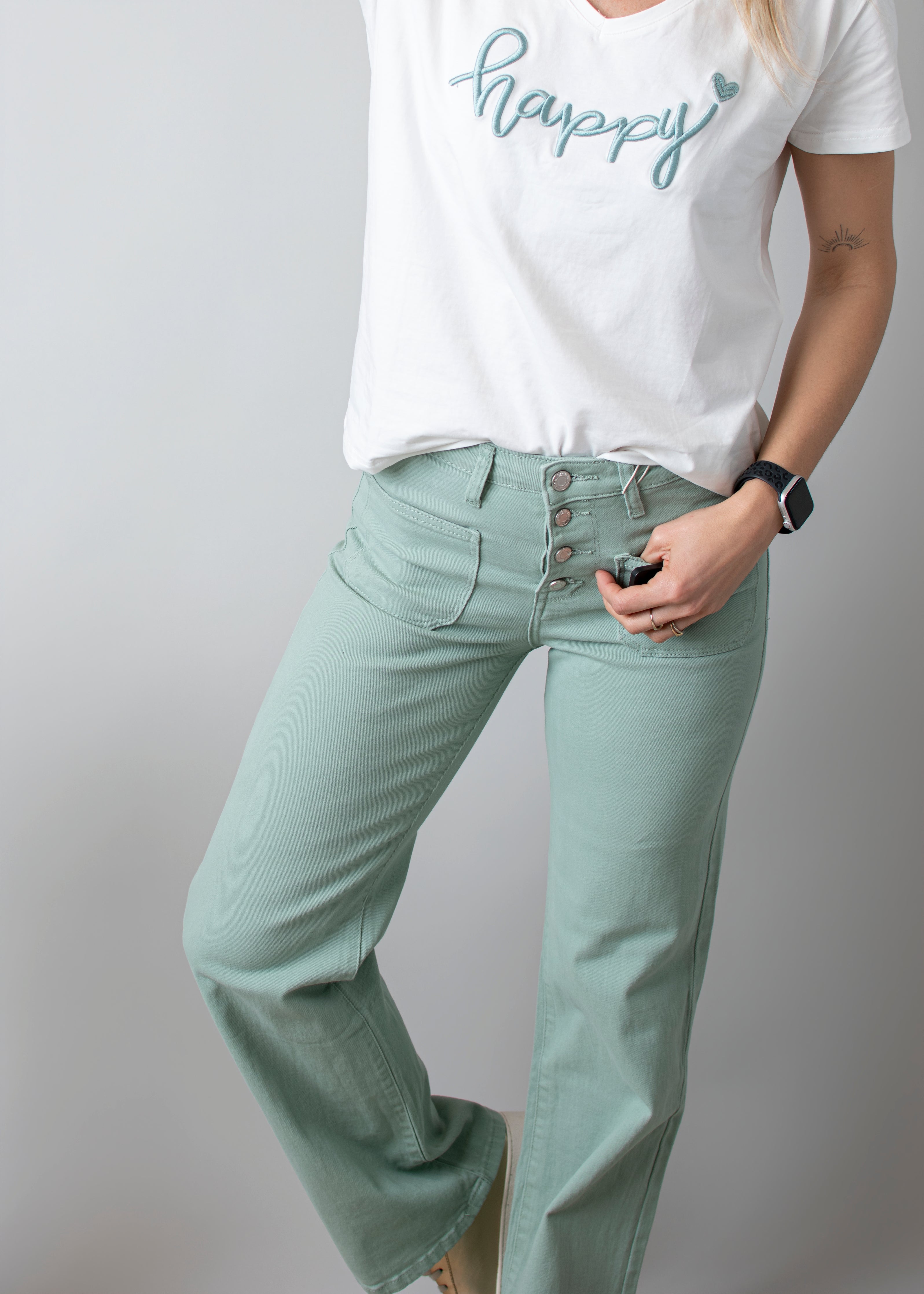 Pantalon Flare Vert Sauge femme