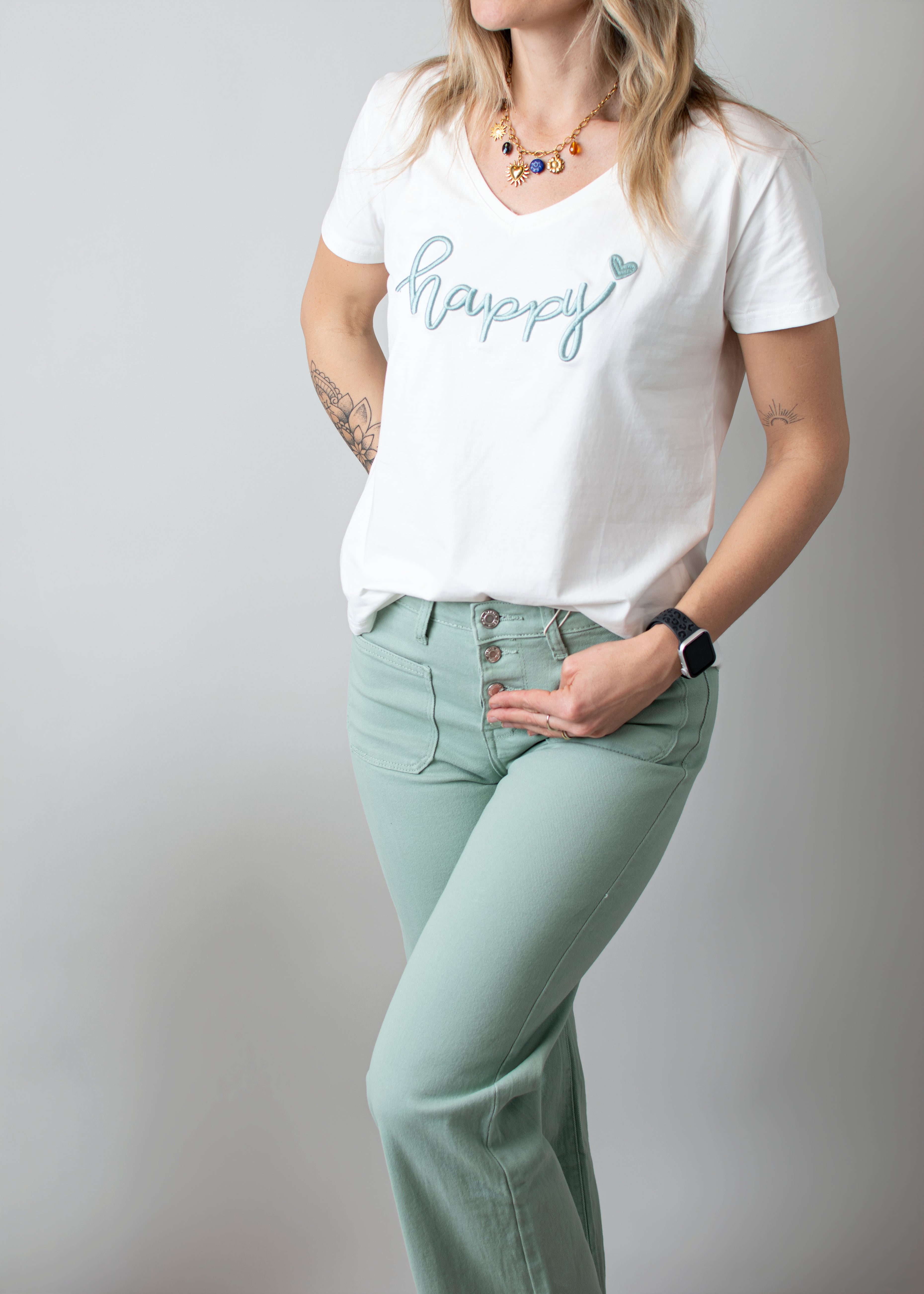 Pantalon Flare Vert Sauge femme