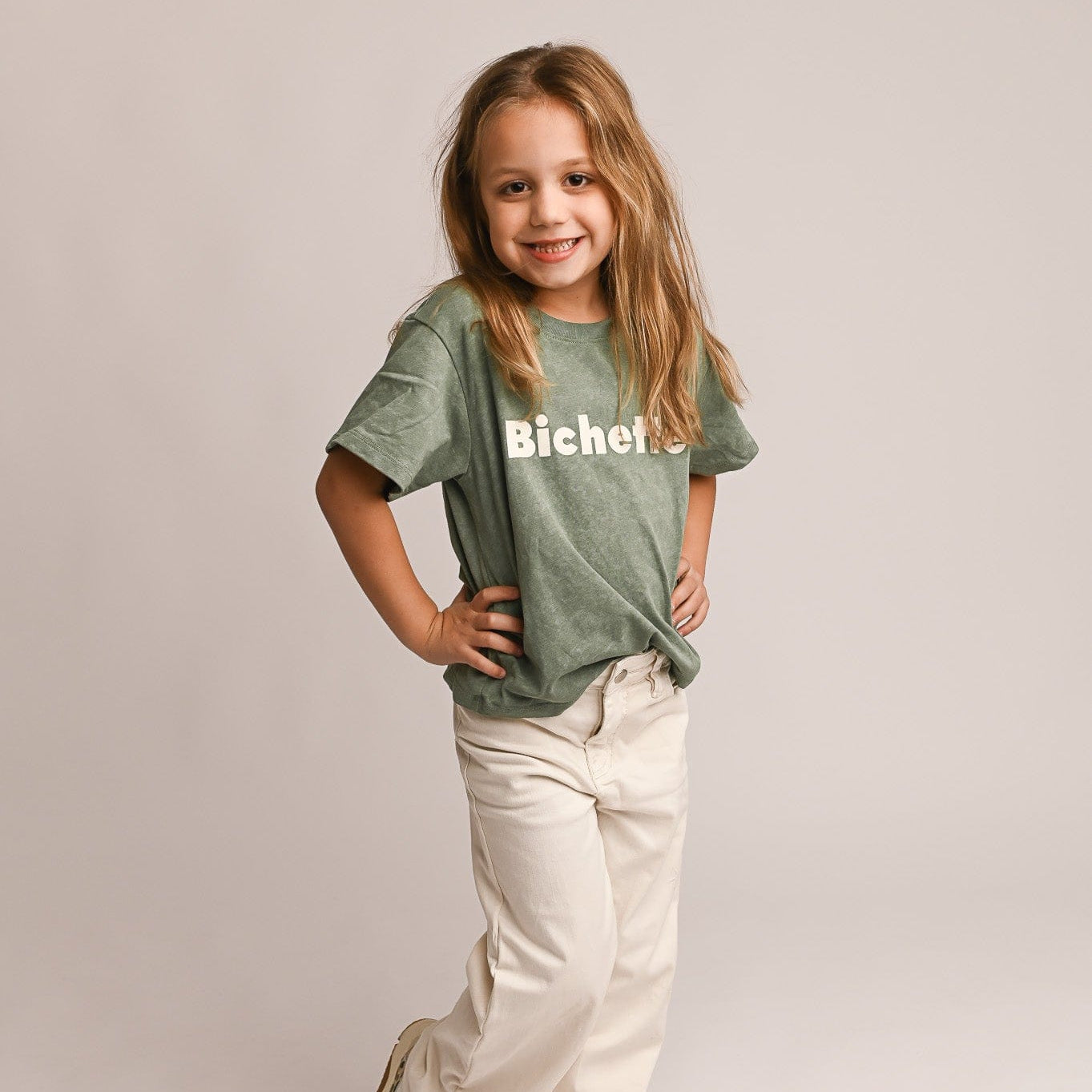 T-shirt kaki effet délavé,