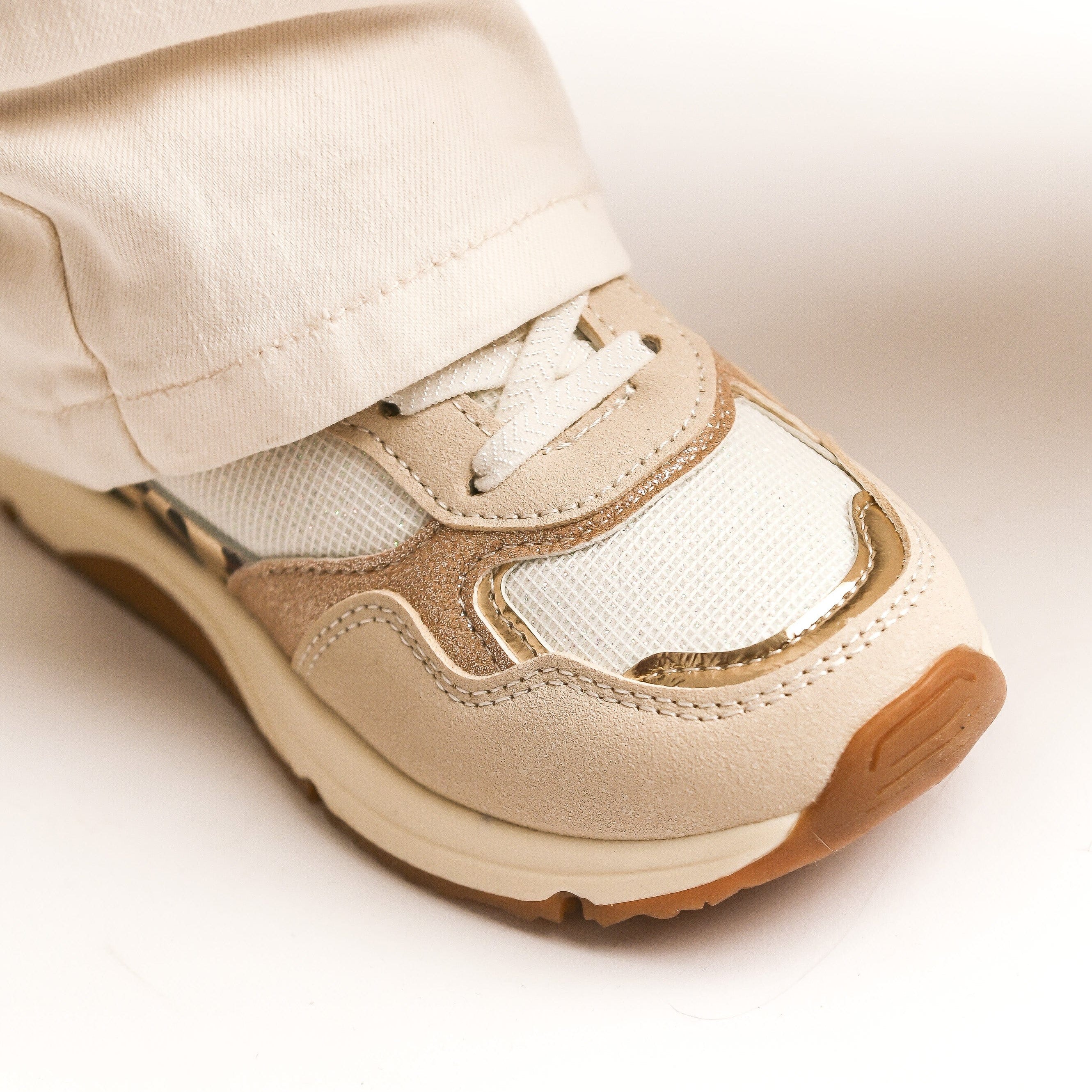 Baskets beiges avec bande léopard la boutique de lydie enfants