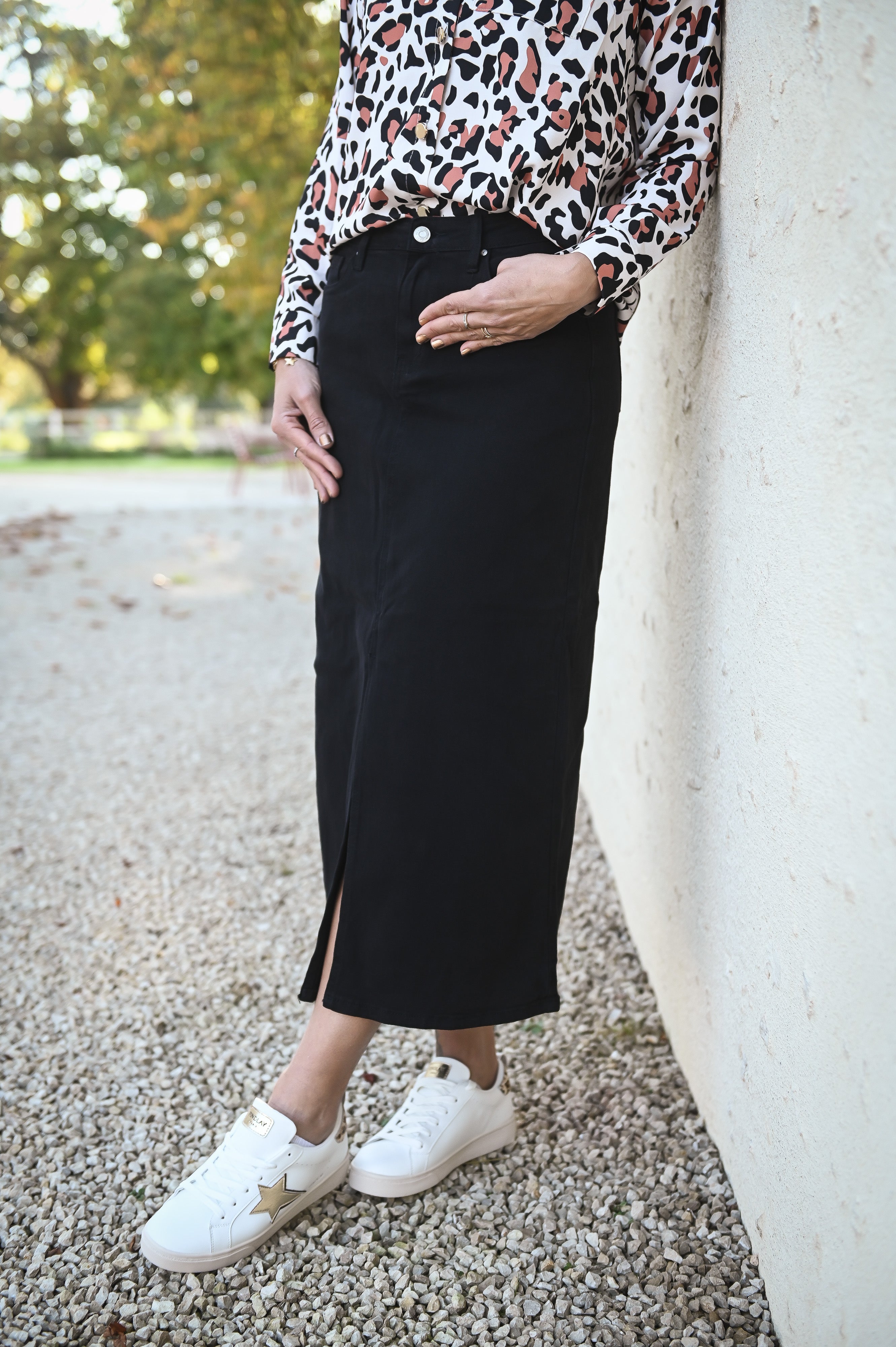 Jupe longue fendu noire la boutique de lydie