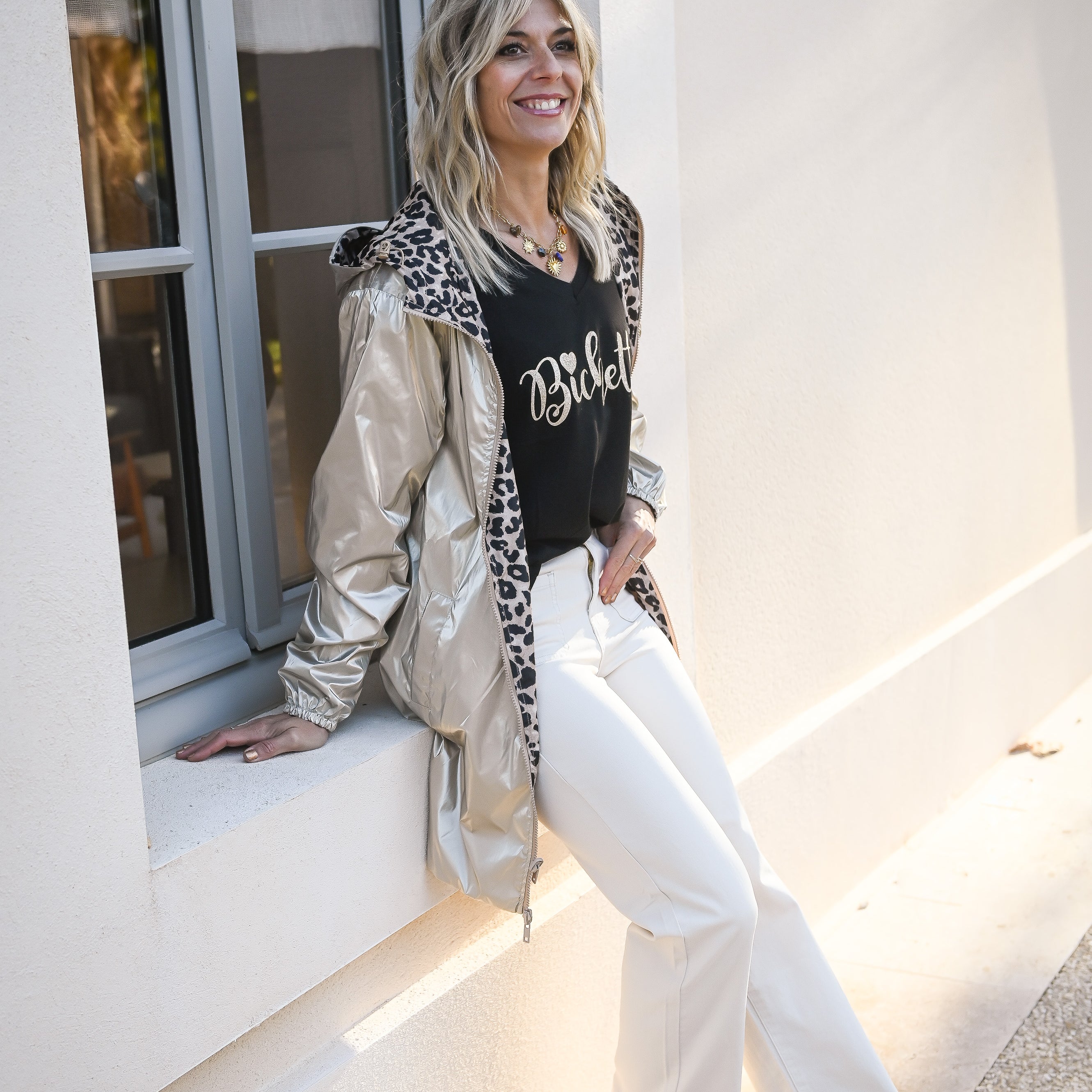 Parka léopard imperméable mi longue réversible or la boutique de lydie